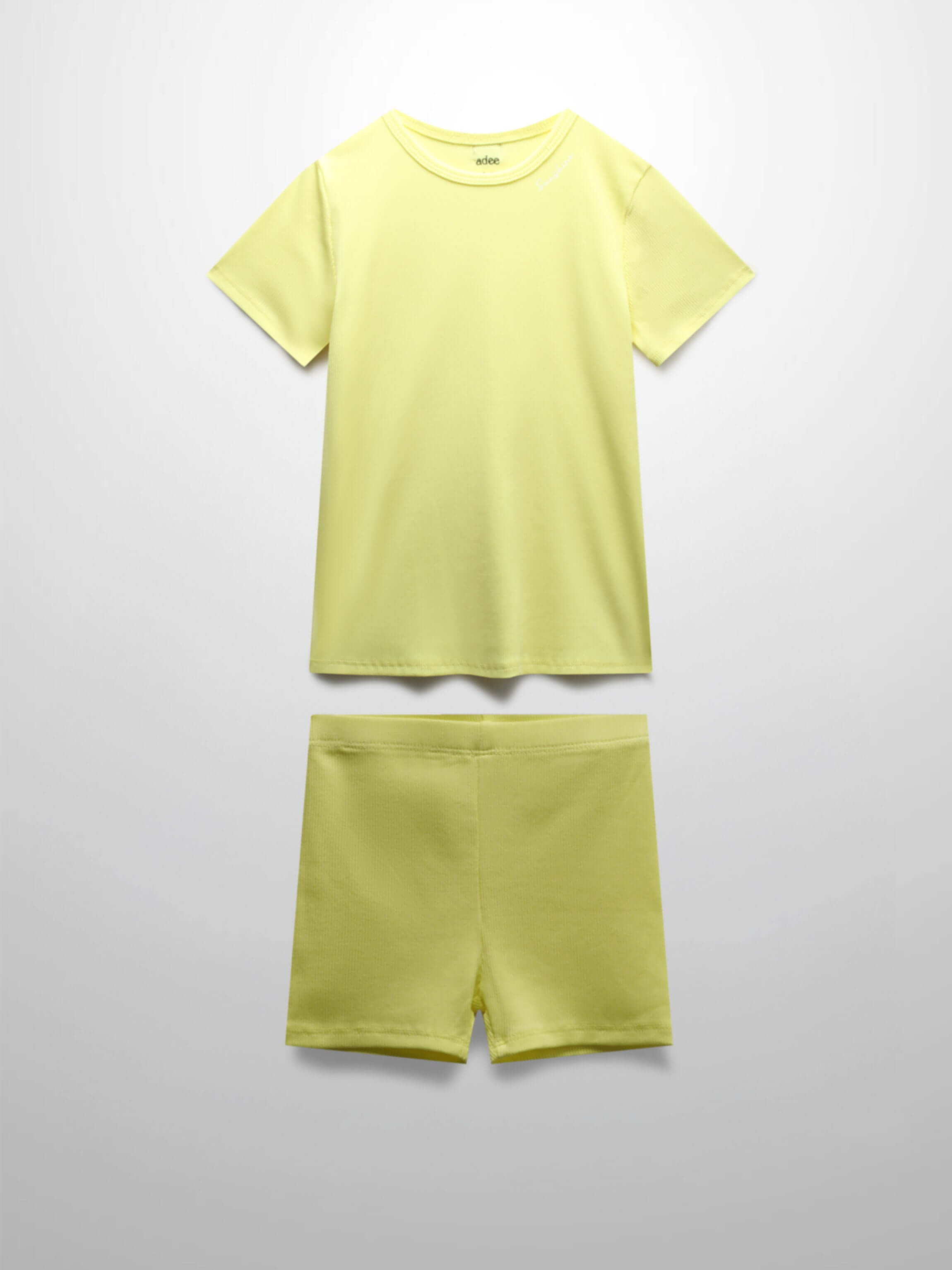 Yellow ribbed short set for kids