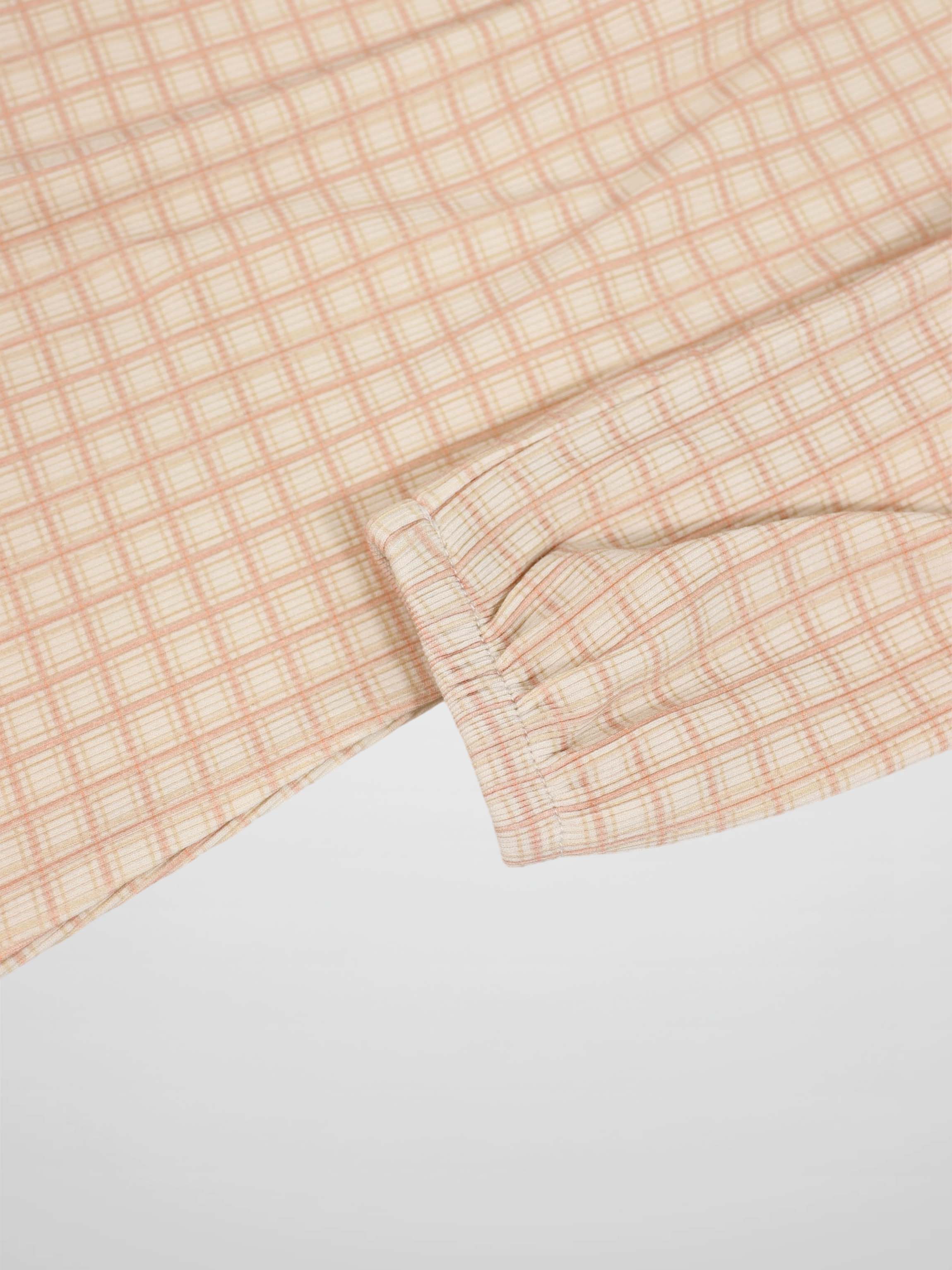 Pink Squared Nightgown for girls in pink plaid fabric with long sleeves
