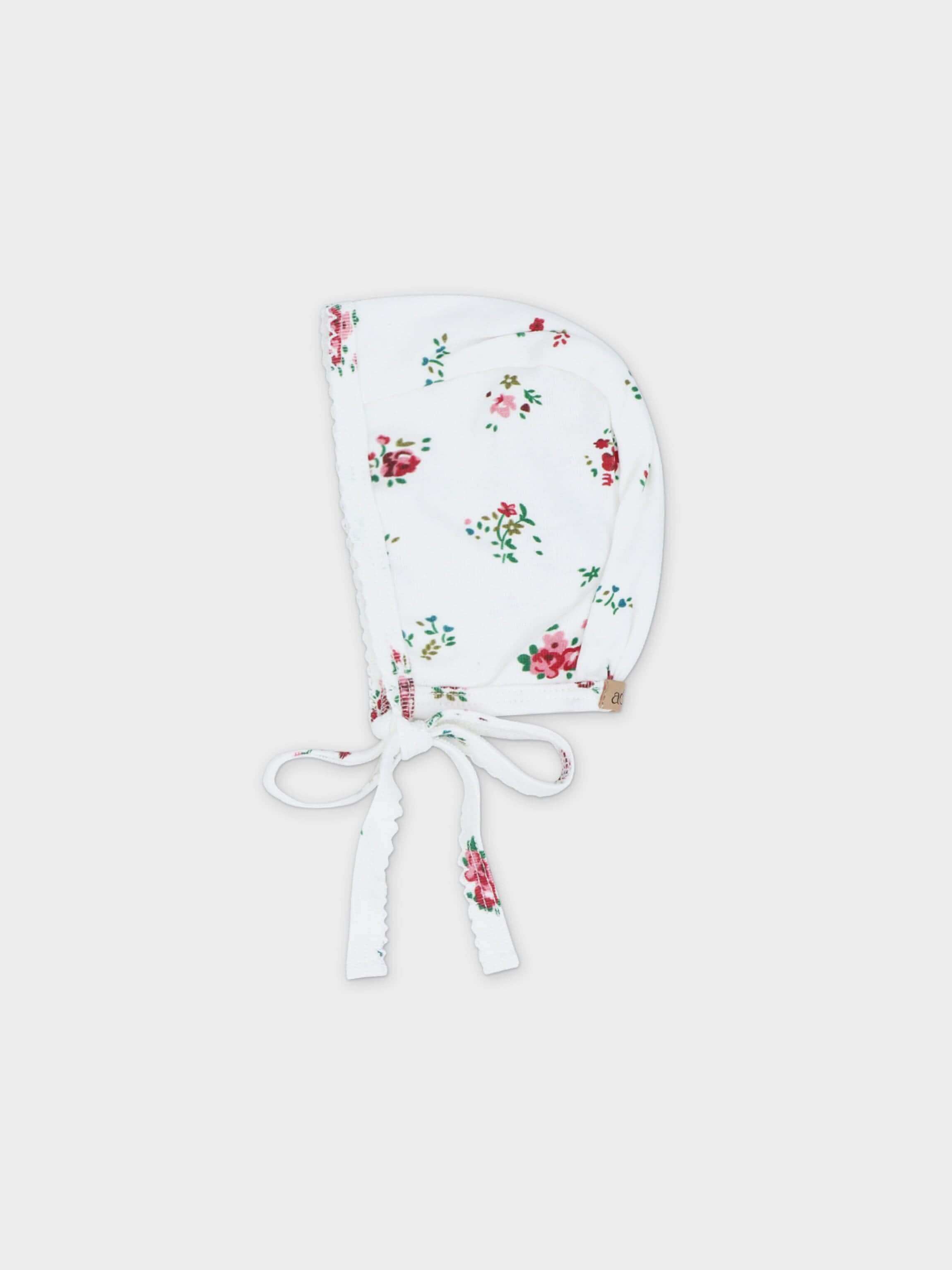 Baby jumpsuit floral bonnet hat