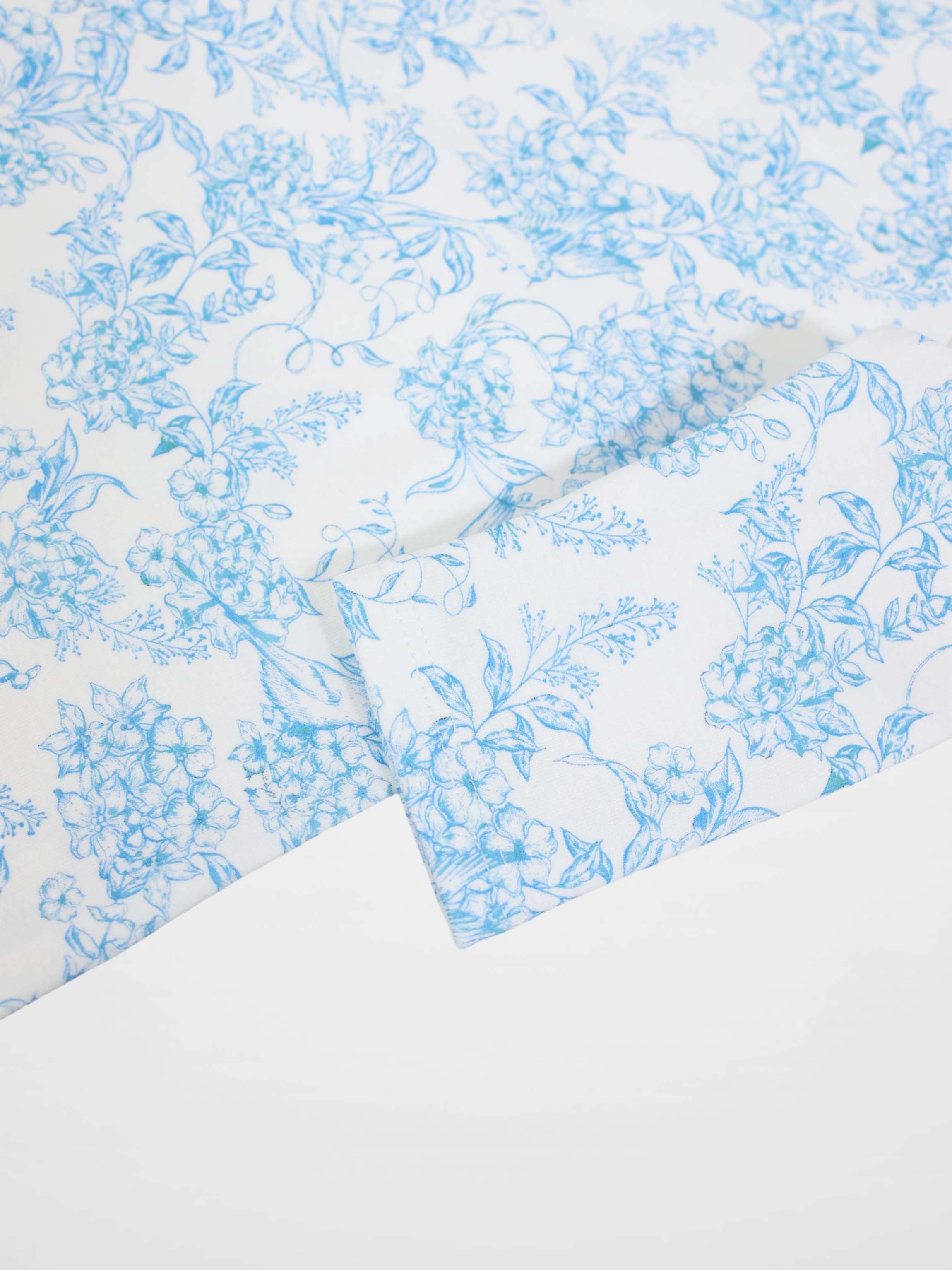 Blue Flowered 3/4 Sleeve T-shirt