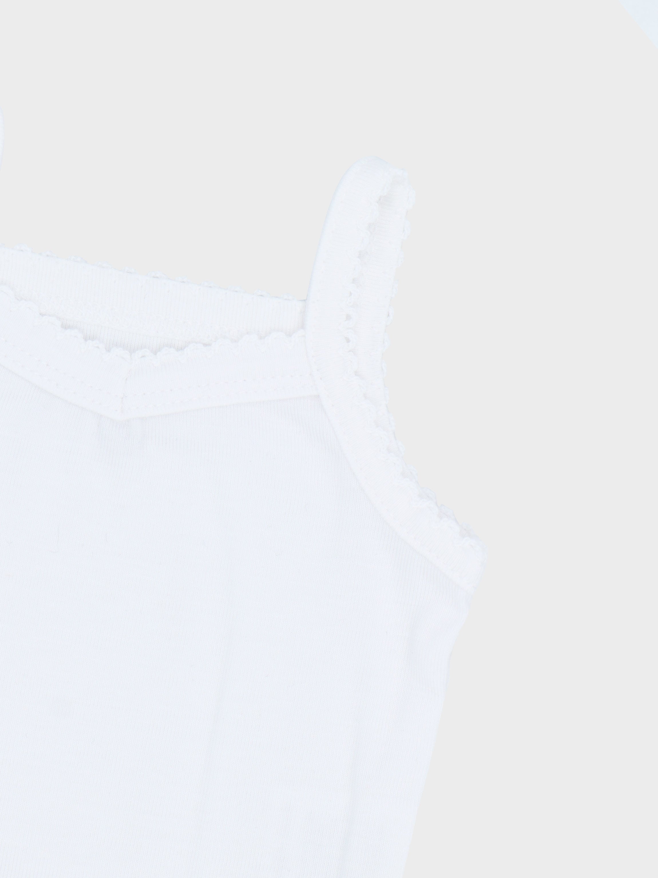Ribbed undershirt with lace, baby bodysuit.