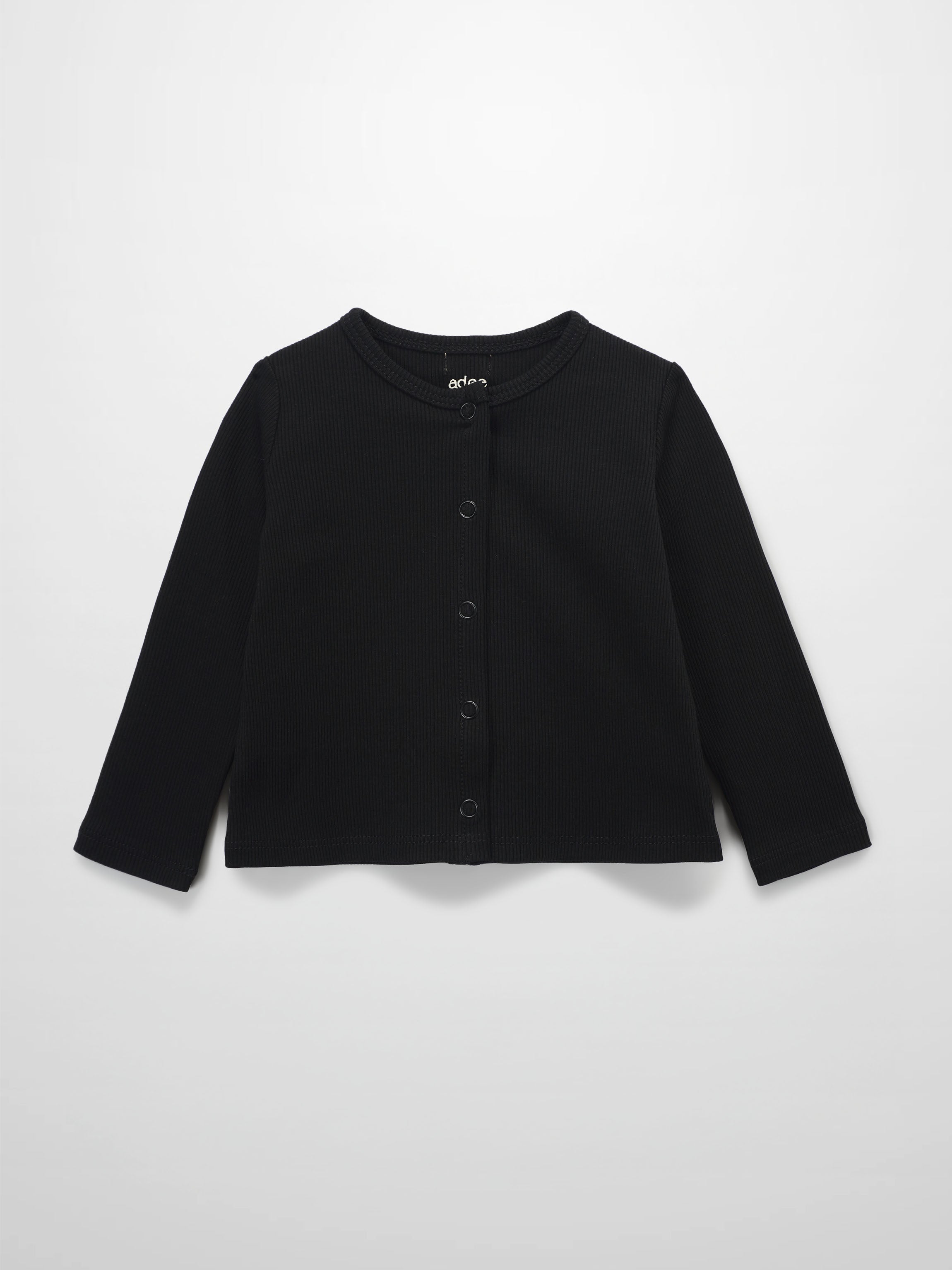 Thin Ribbed Cardigan - Black