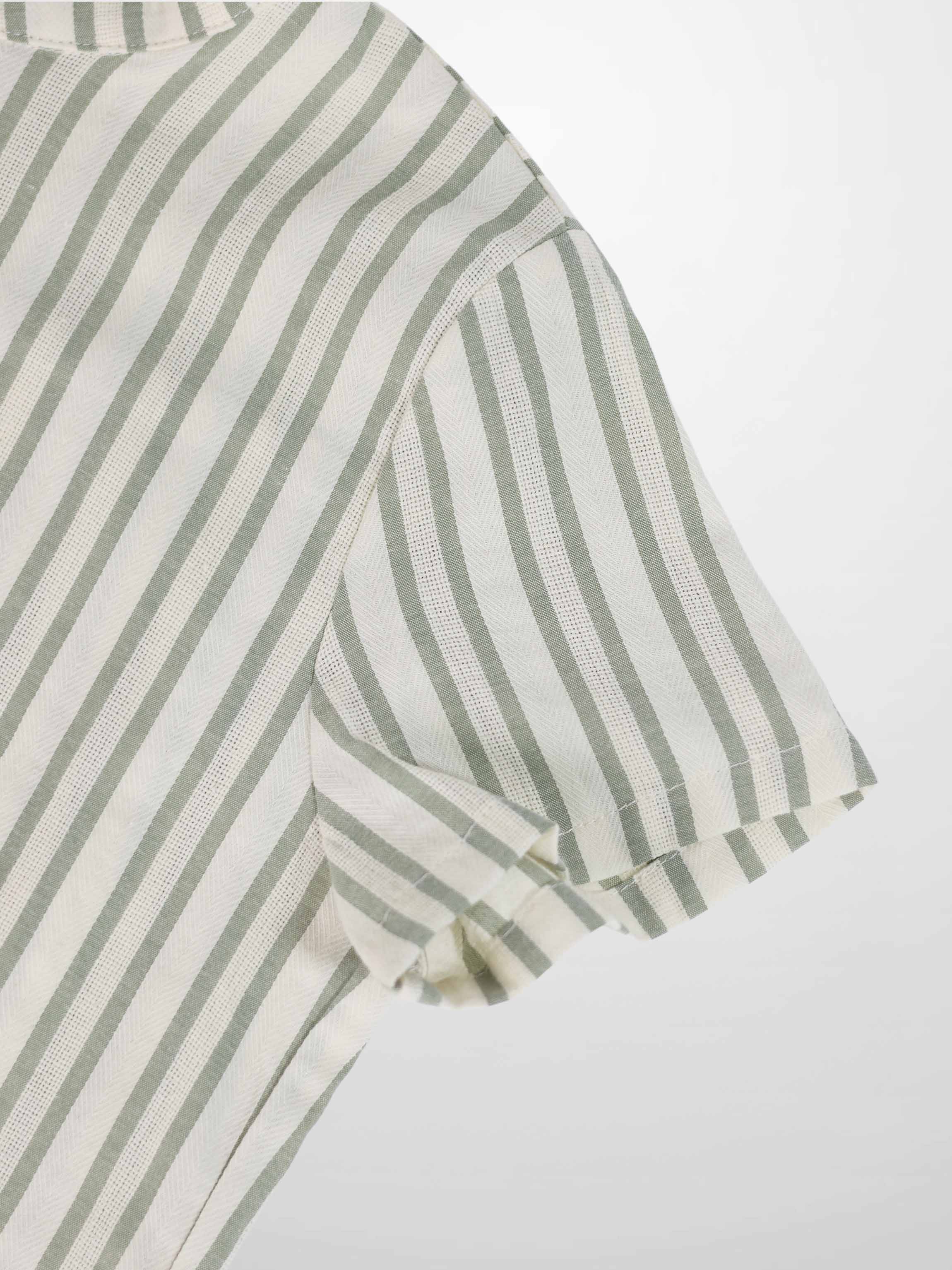 Green striped dressy shirt for boys by Adee, short-sleeve top