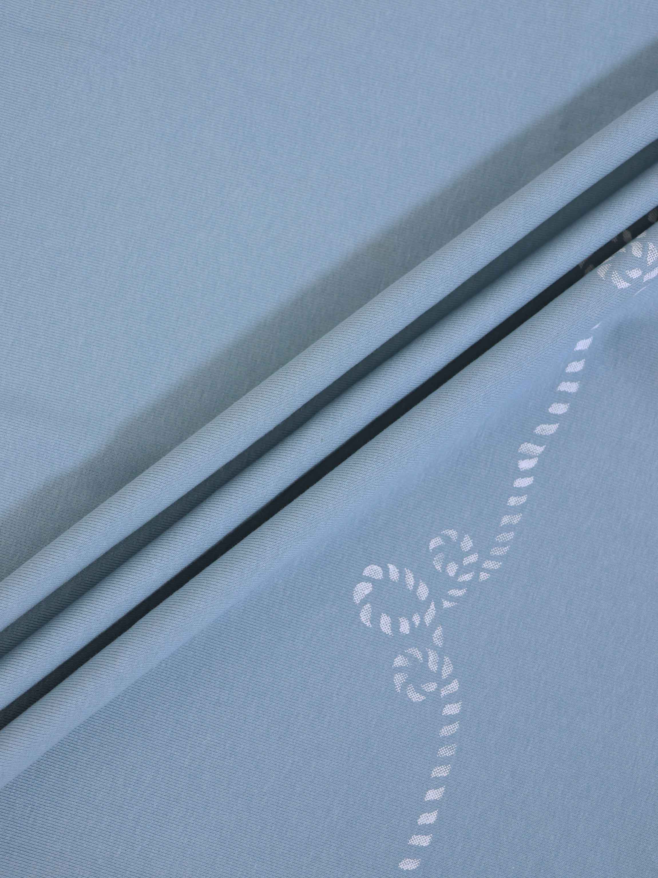 Blue Adee boys swaddle blanket with white rope-formed anchor motif