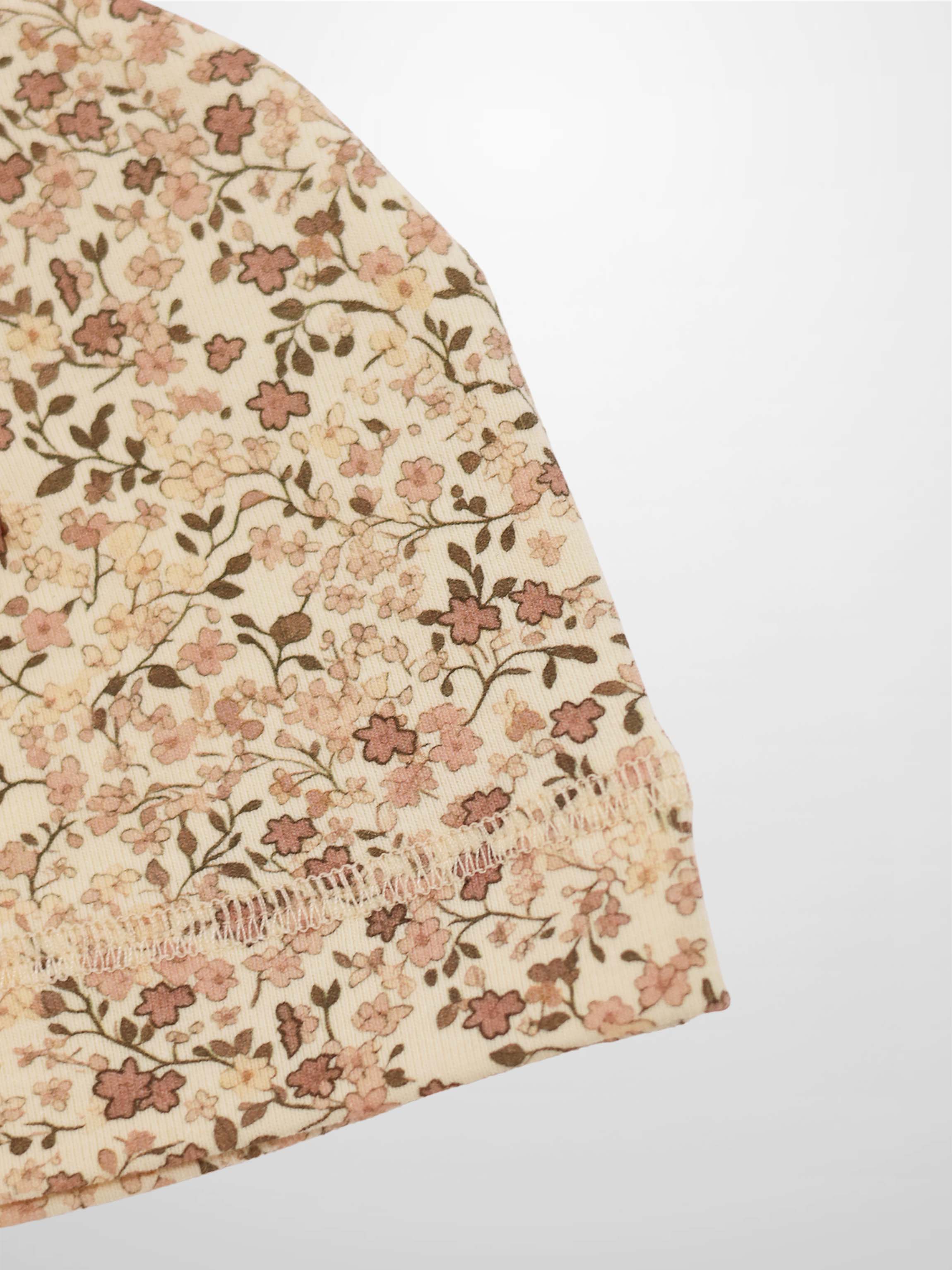 Purple Flower Hat for girls with beige floral print fabric