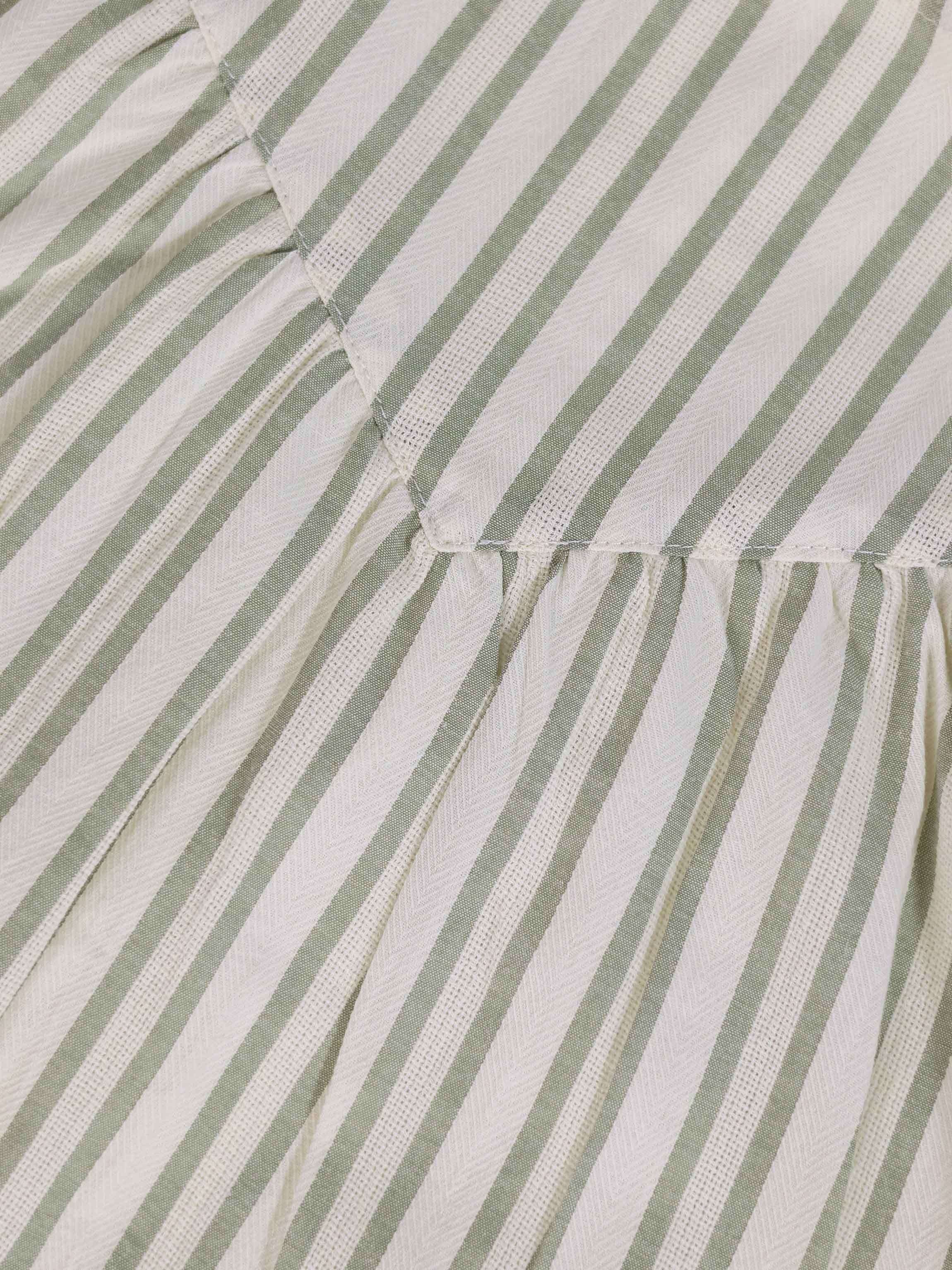 Green Striped Ruffled Shirt & Bloomers Set