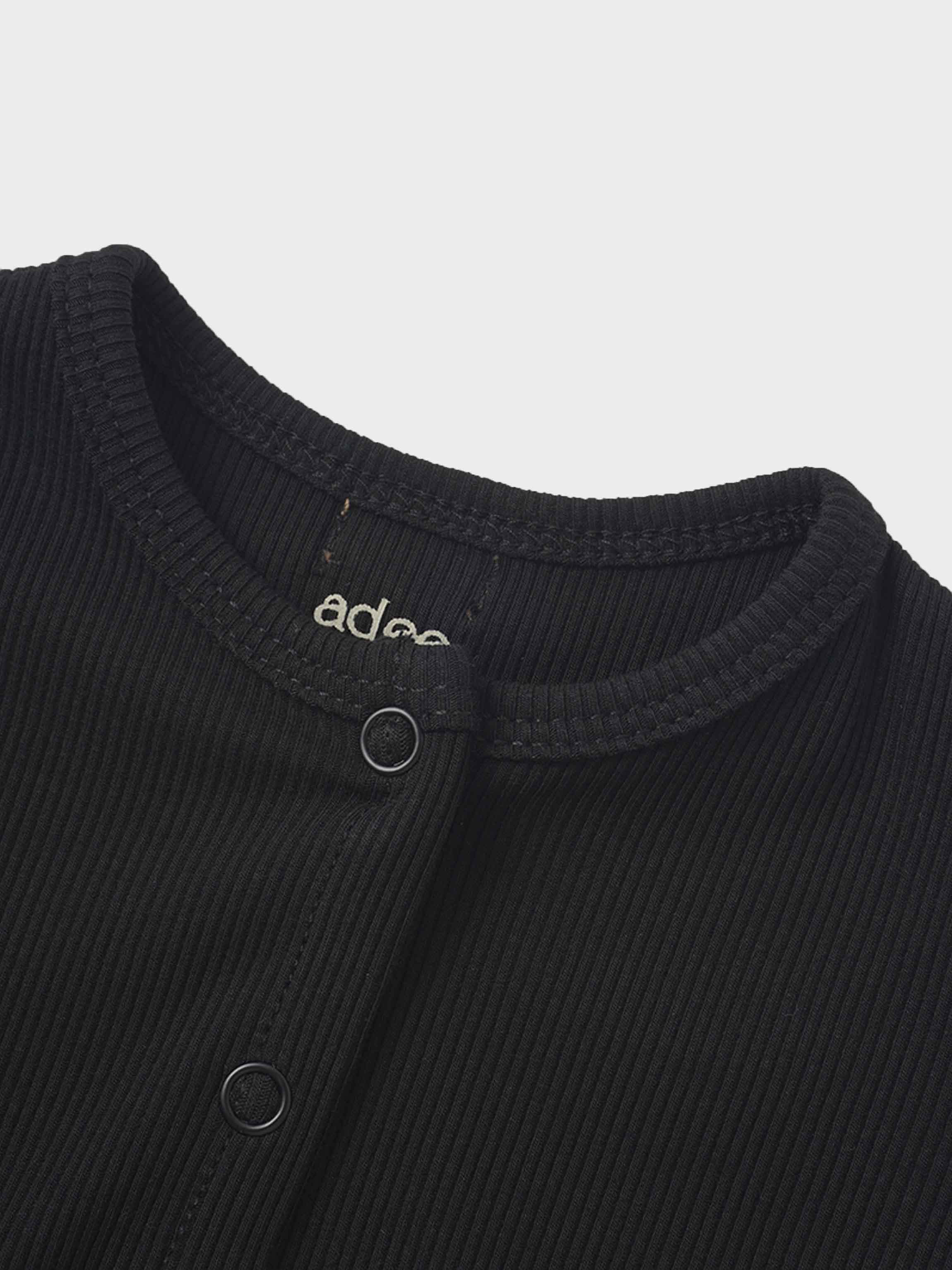Thin Ribbed Cardigan - Black