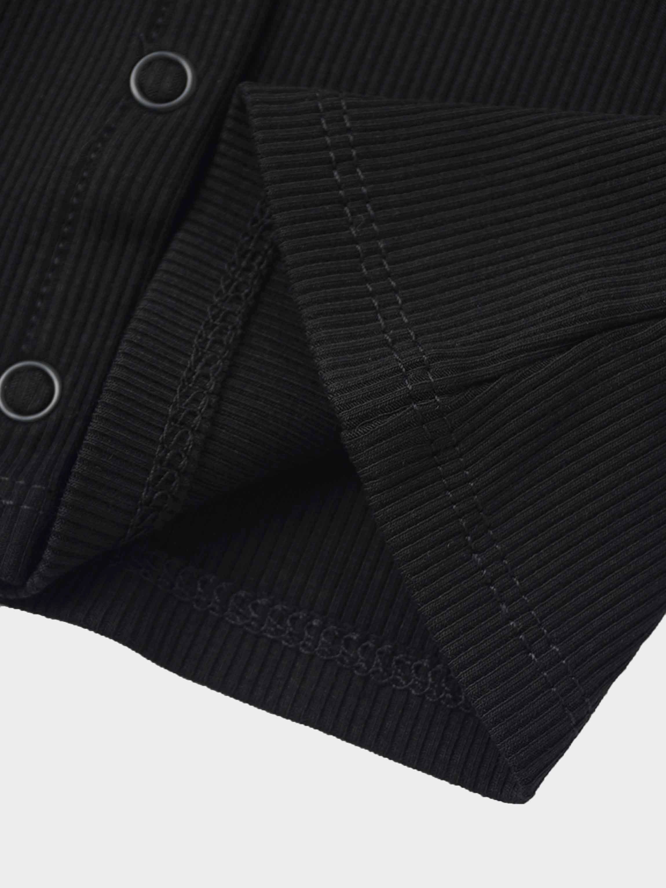 Thin Ribbed Cardigan - Black