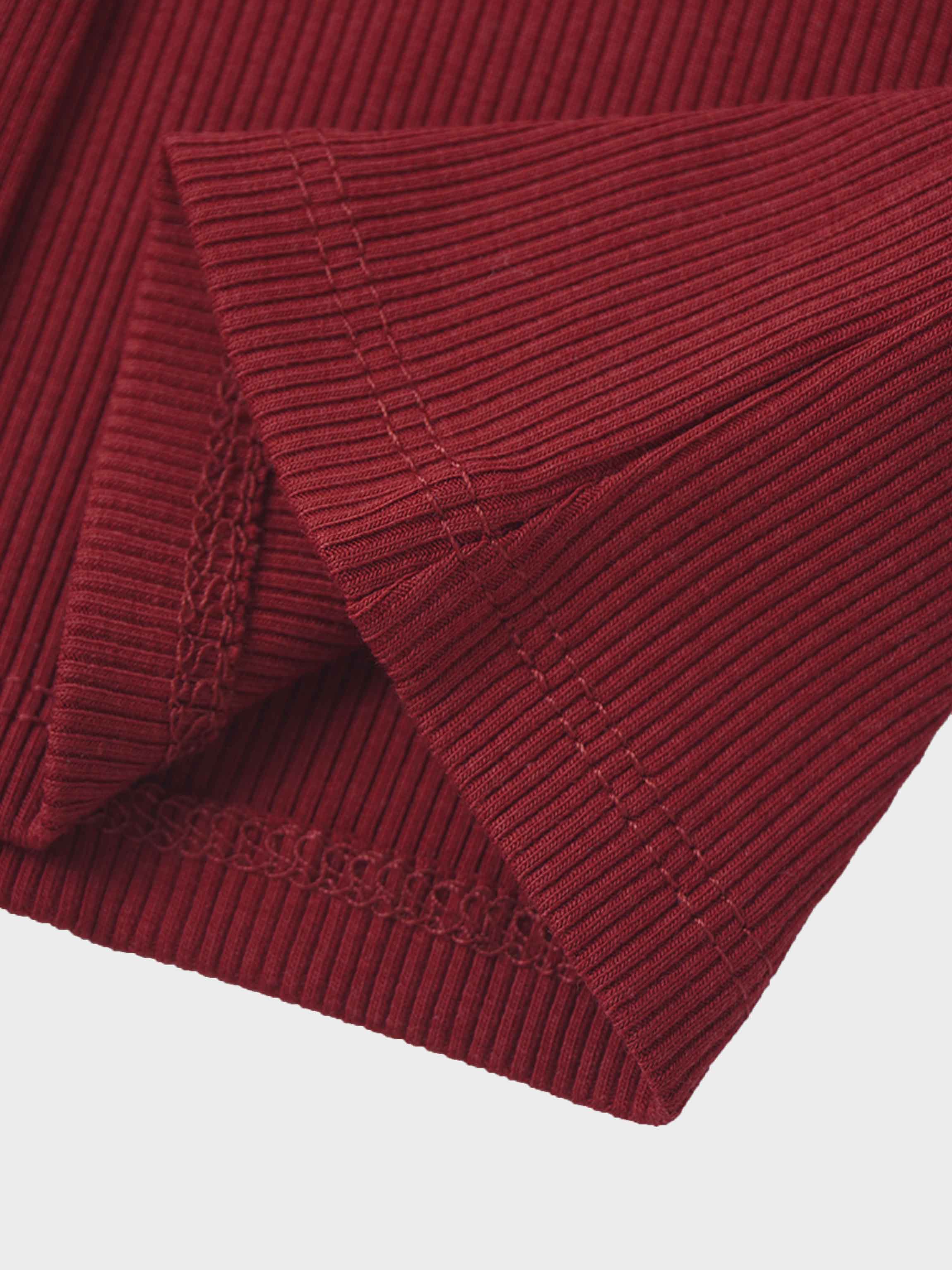 Thin Ribbed Cardigan - Burgundy
