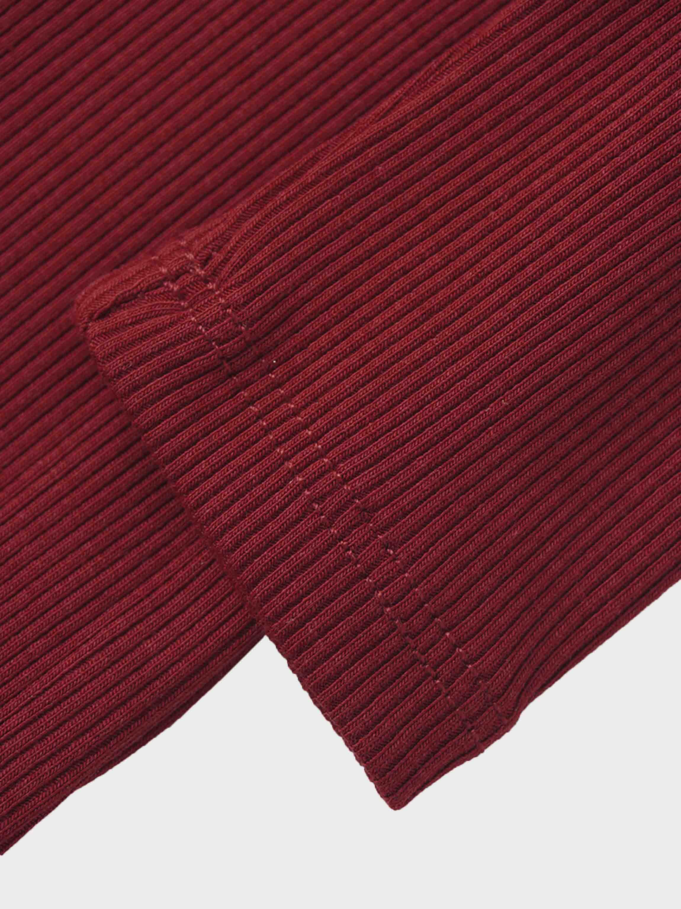 Thin Ribbed Cardigan - Burgundy
