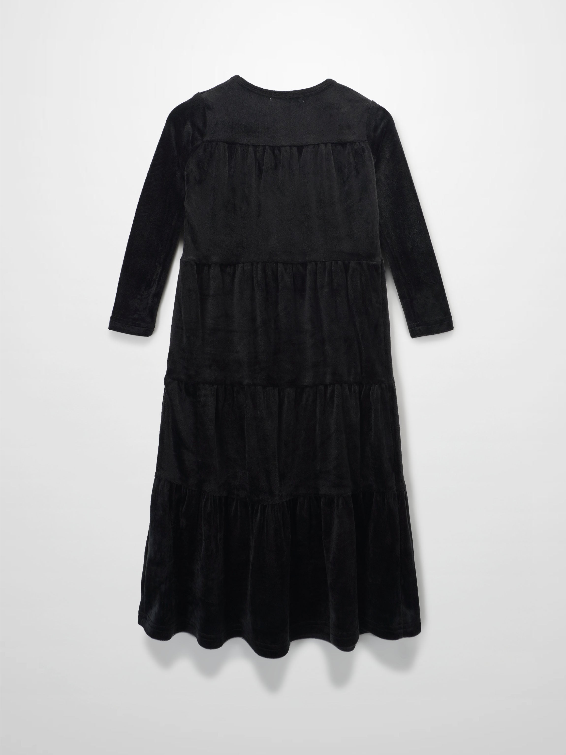 Tiered Velour Robe - Black