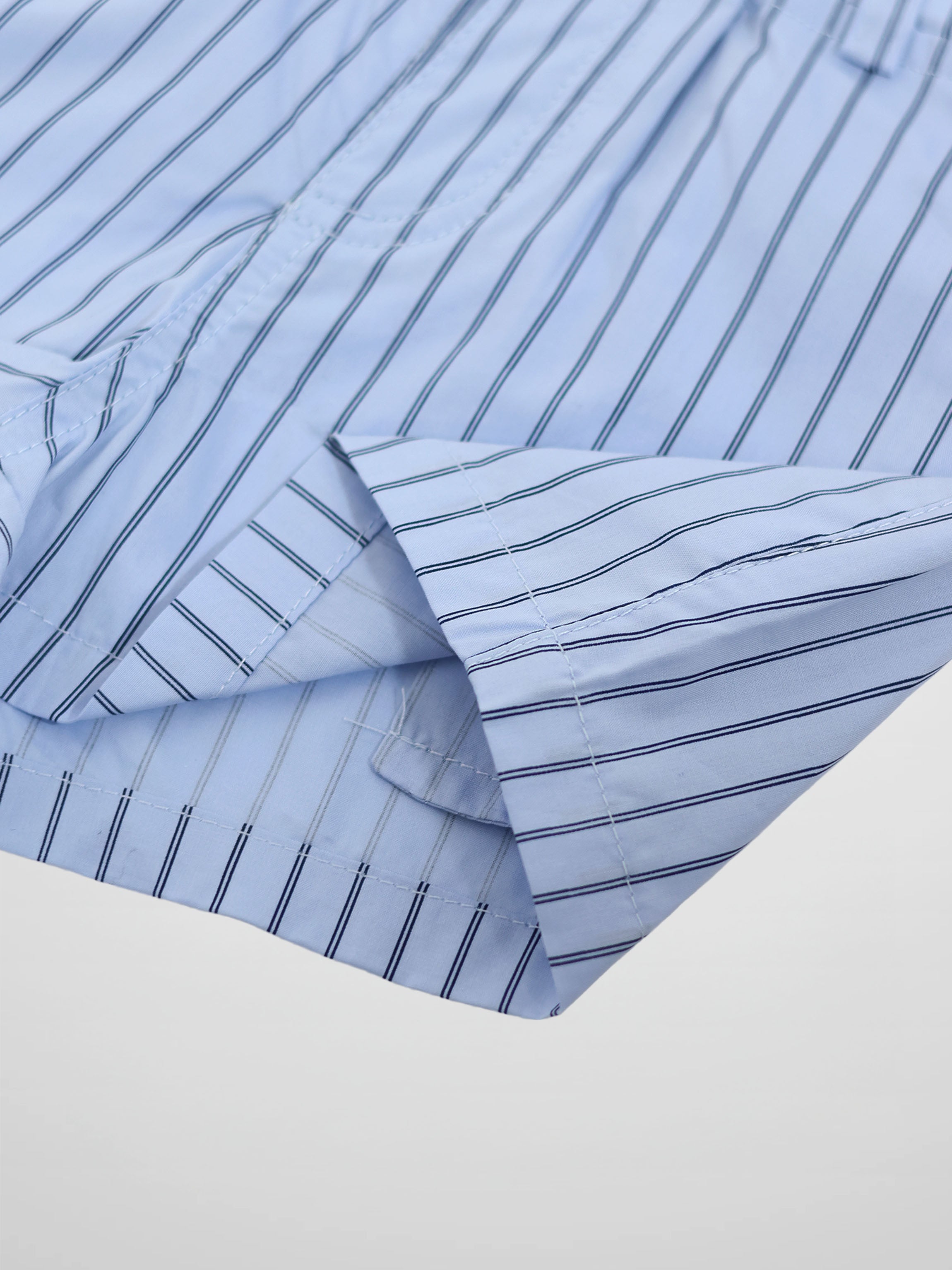 Striped Cotton Shorts - Blue