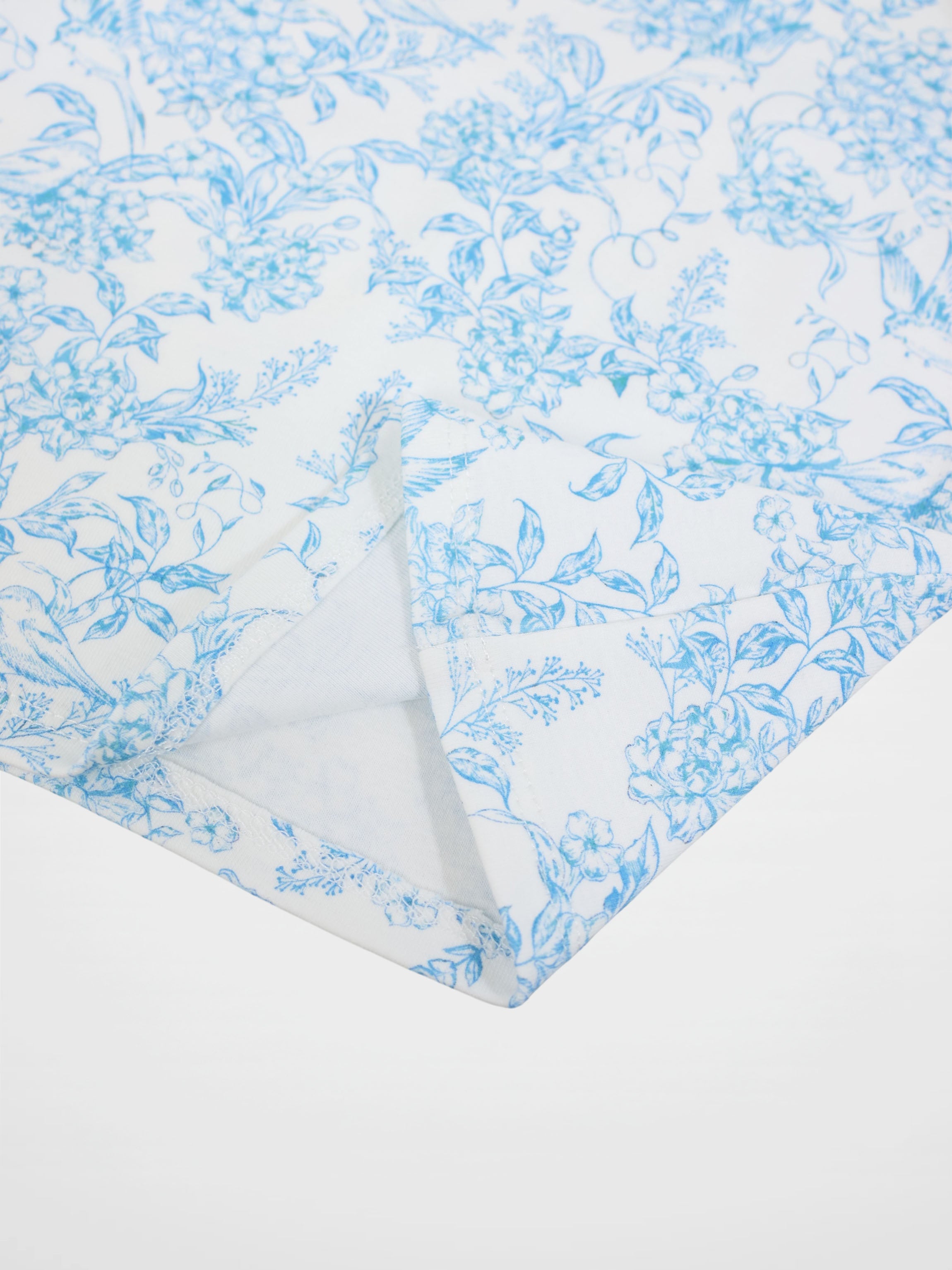 Blue Flowered 3/4 Sleeve T-shirt