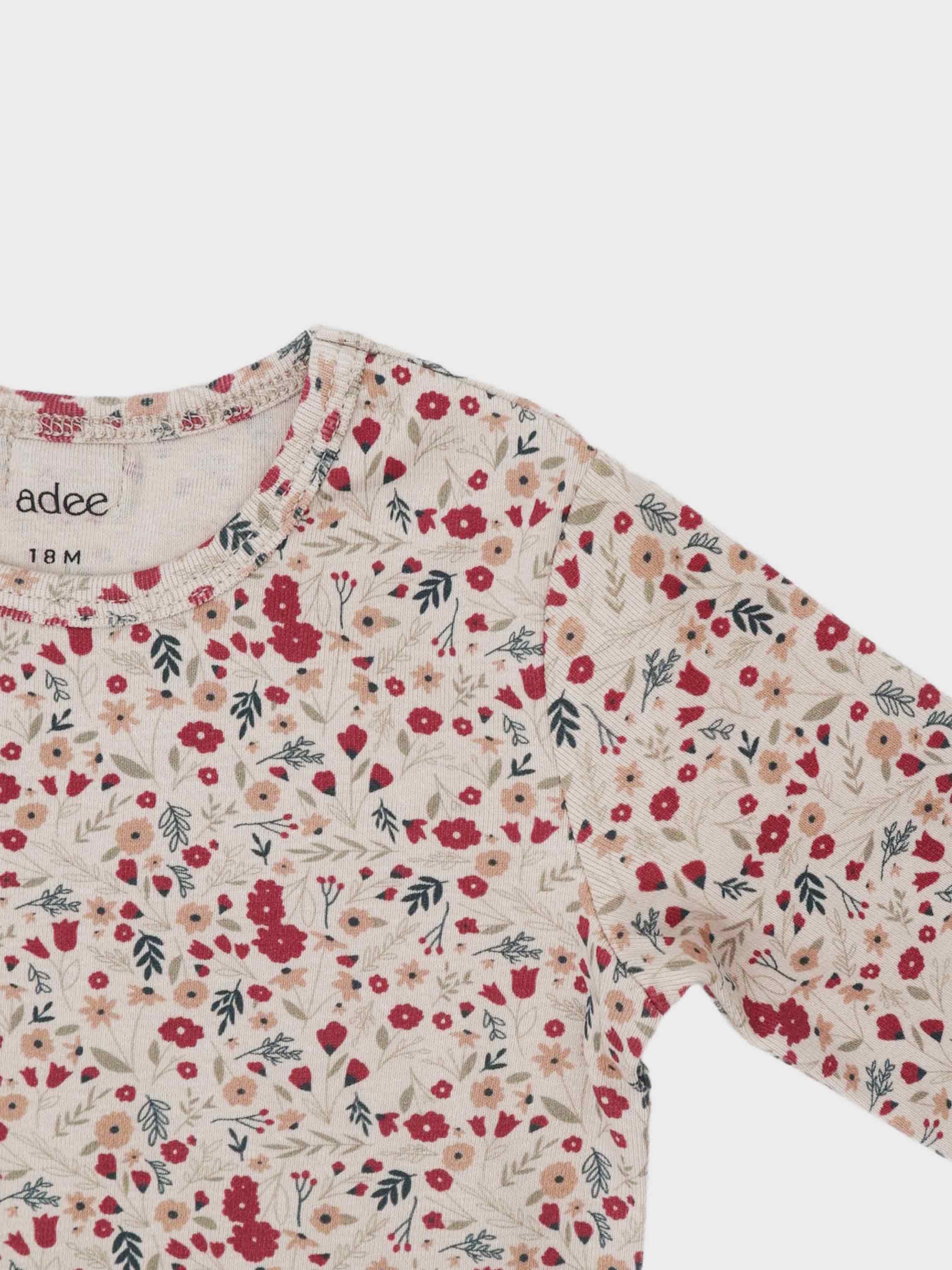 girls pajamas with floral pattern