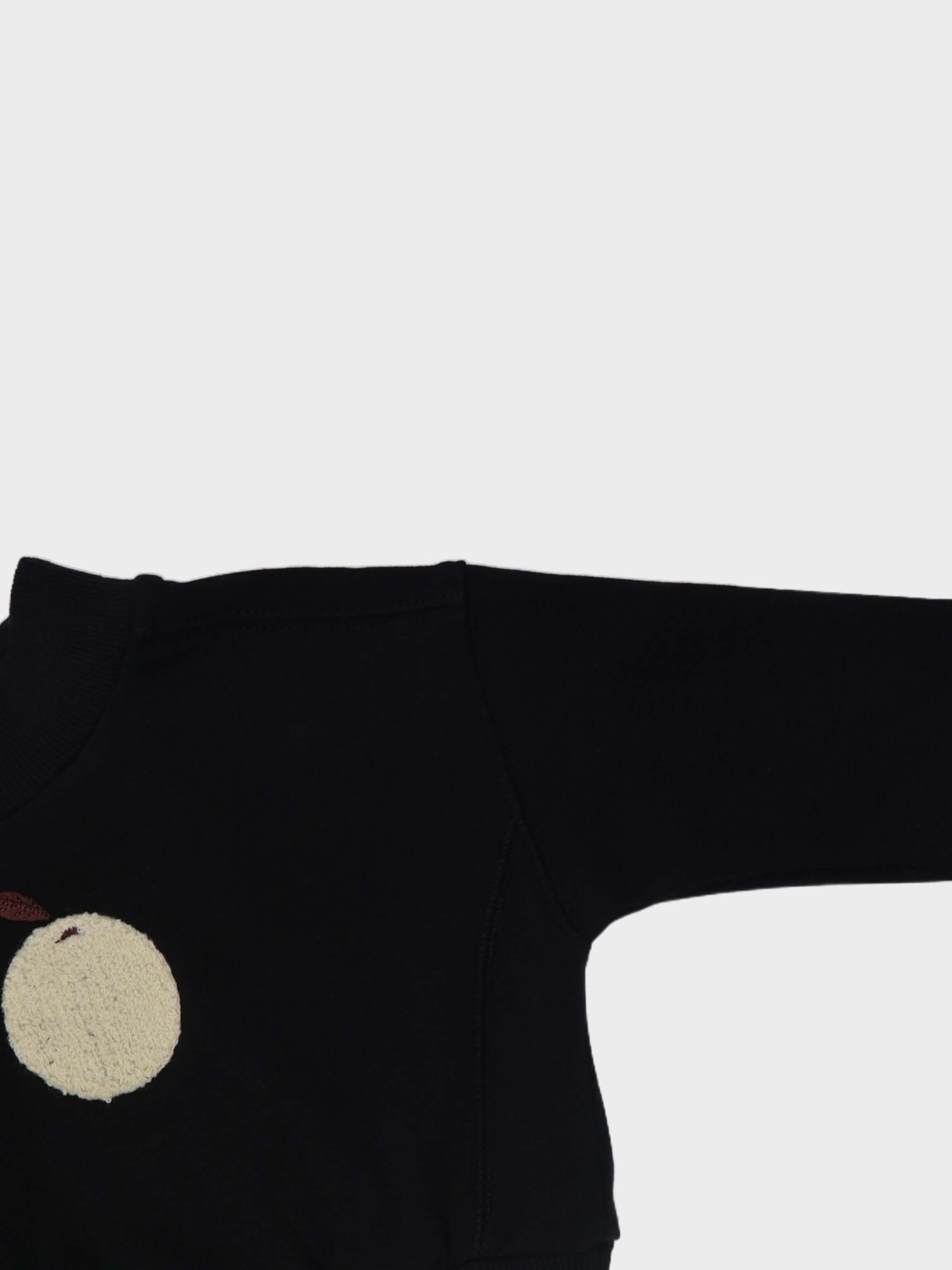 Black fuzzy fruit sweatshirt for kids