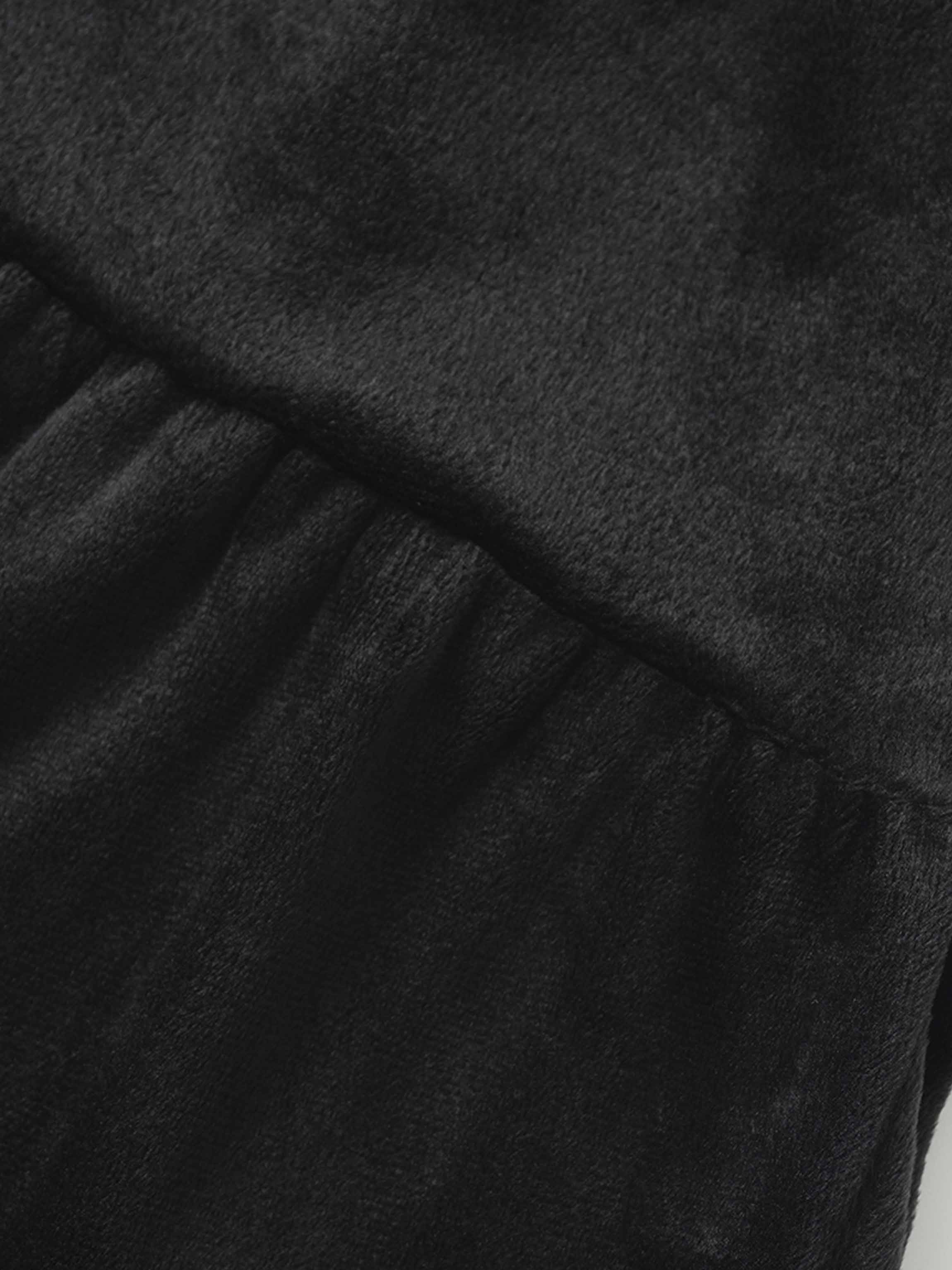 Tiered Velour Robe - Black