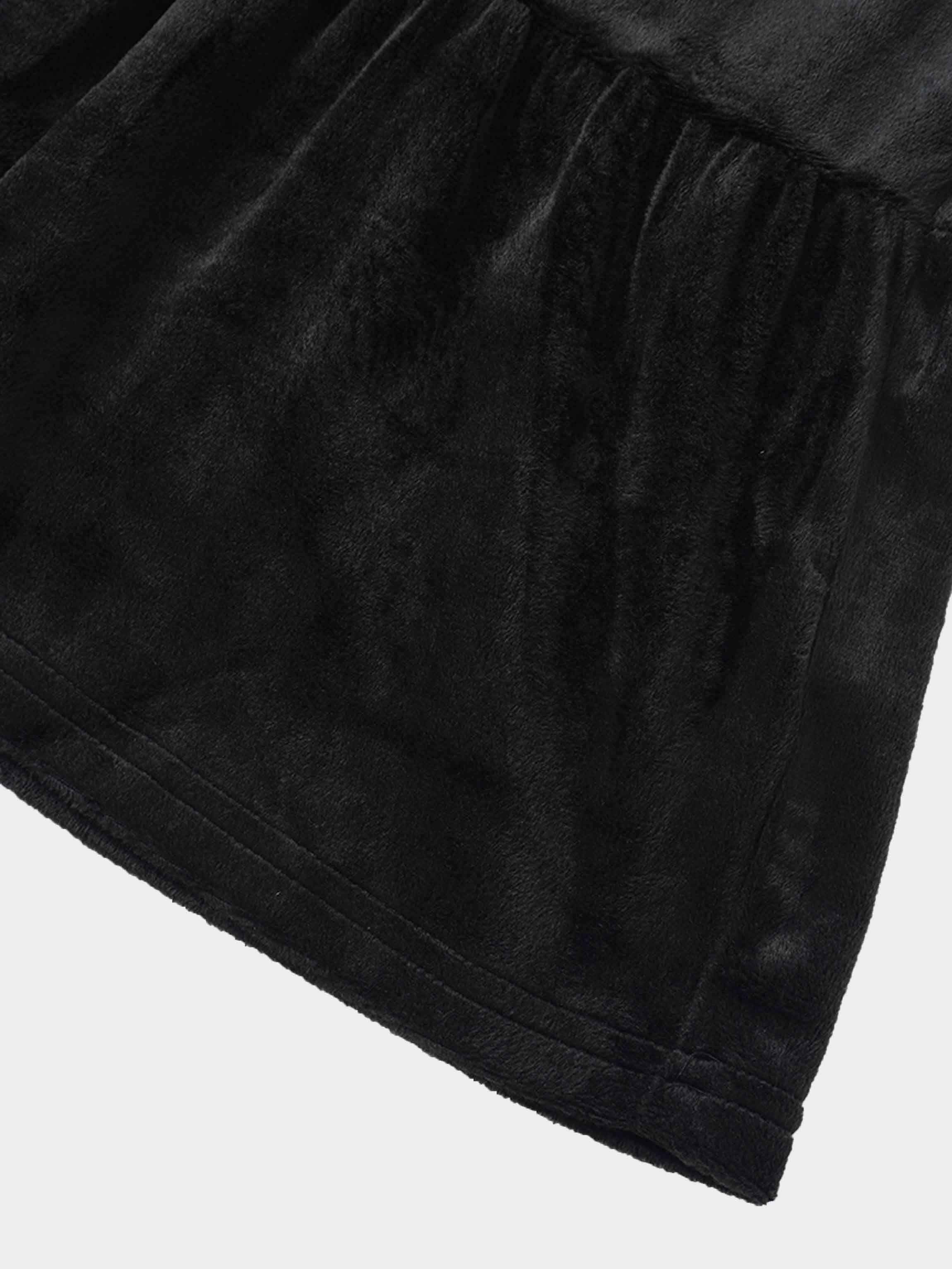 Tiered Velour Robe - Black