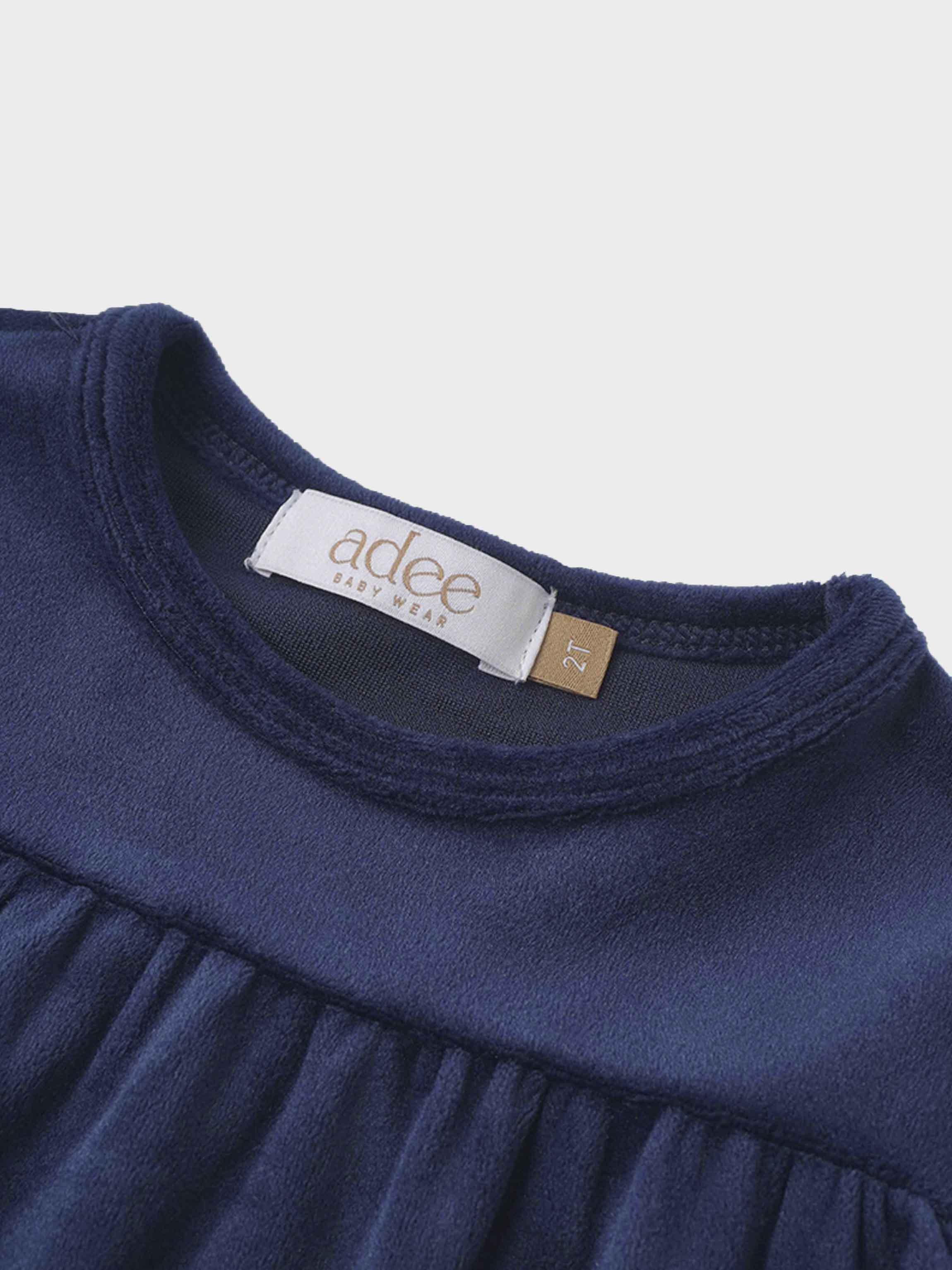 Tiered Velour Robe - Navy