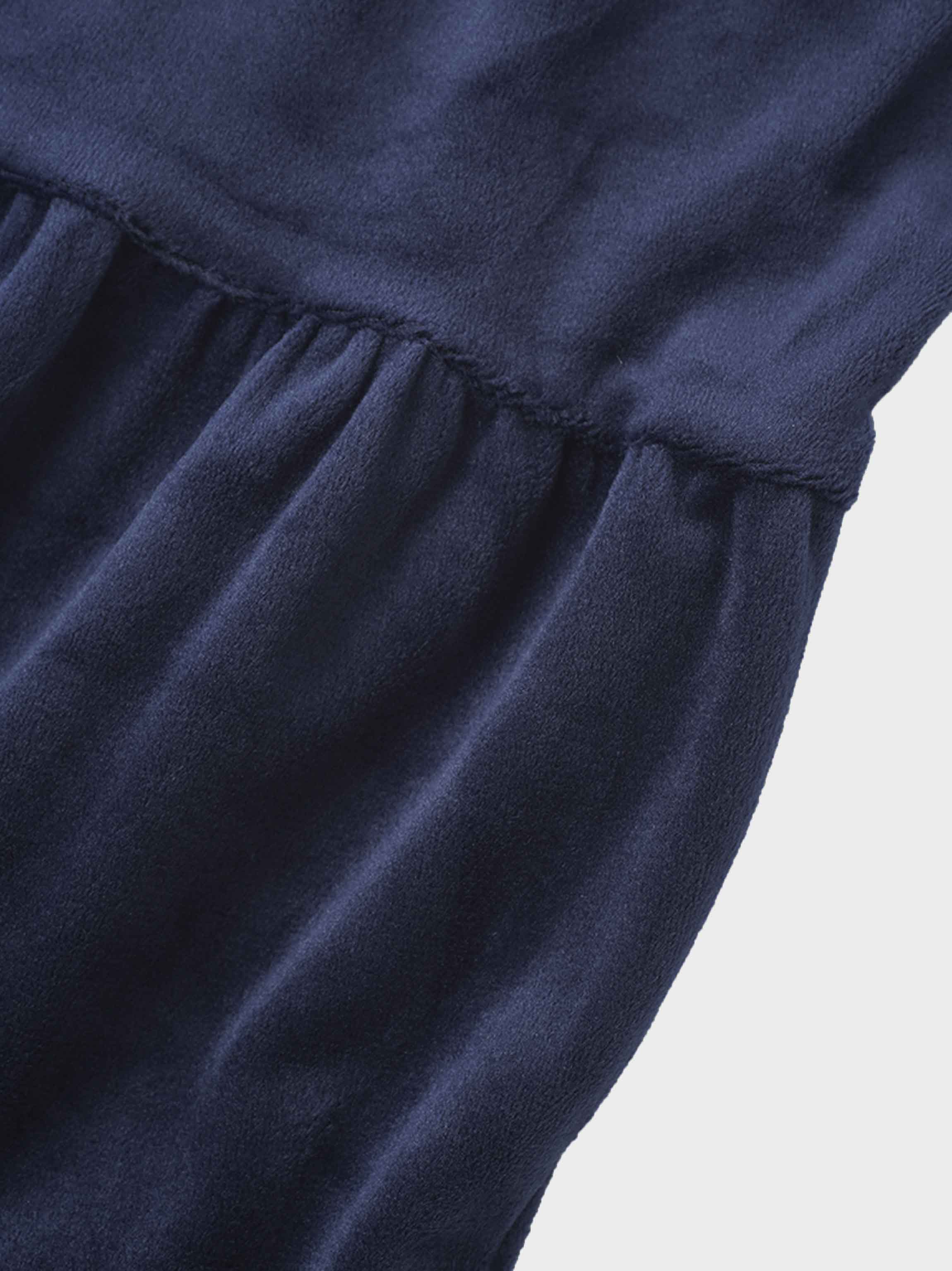 Tiered Velour Robe - Navy