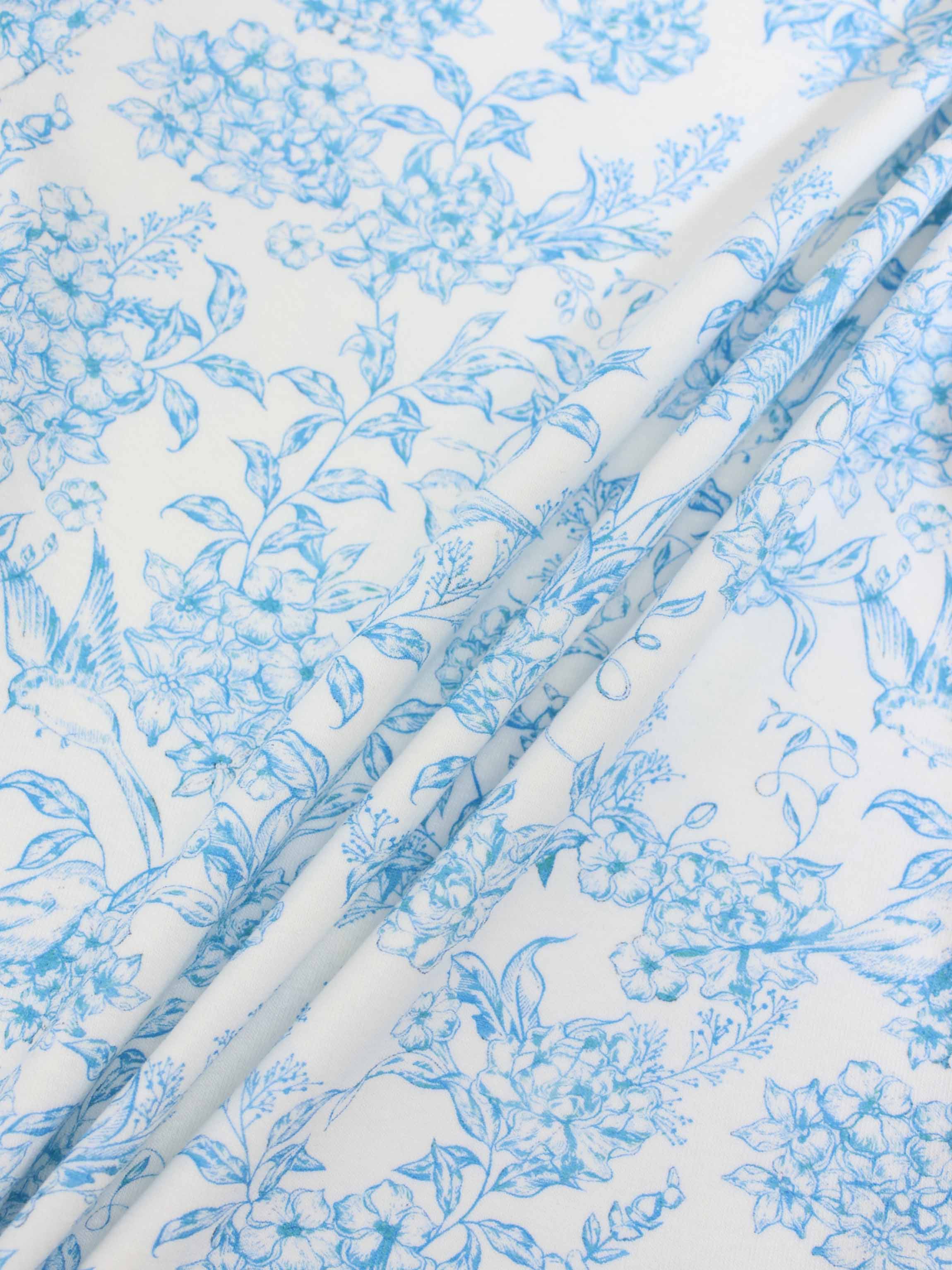 Blue Flowered Short Sleeve T-shirt