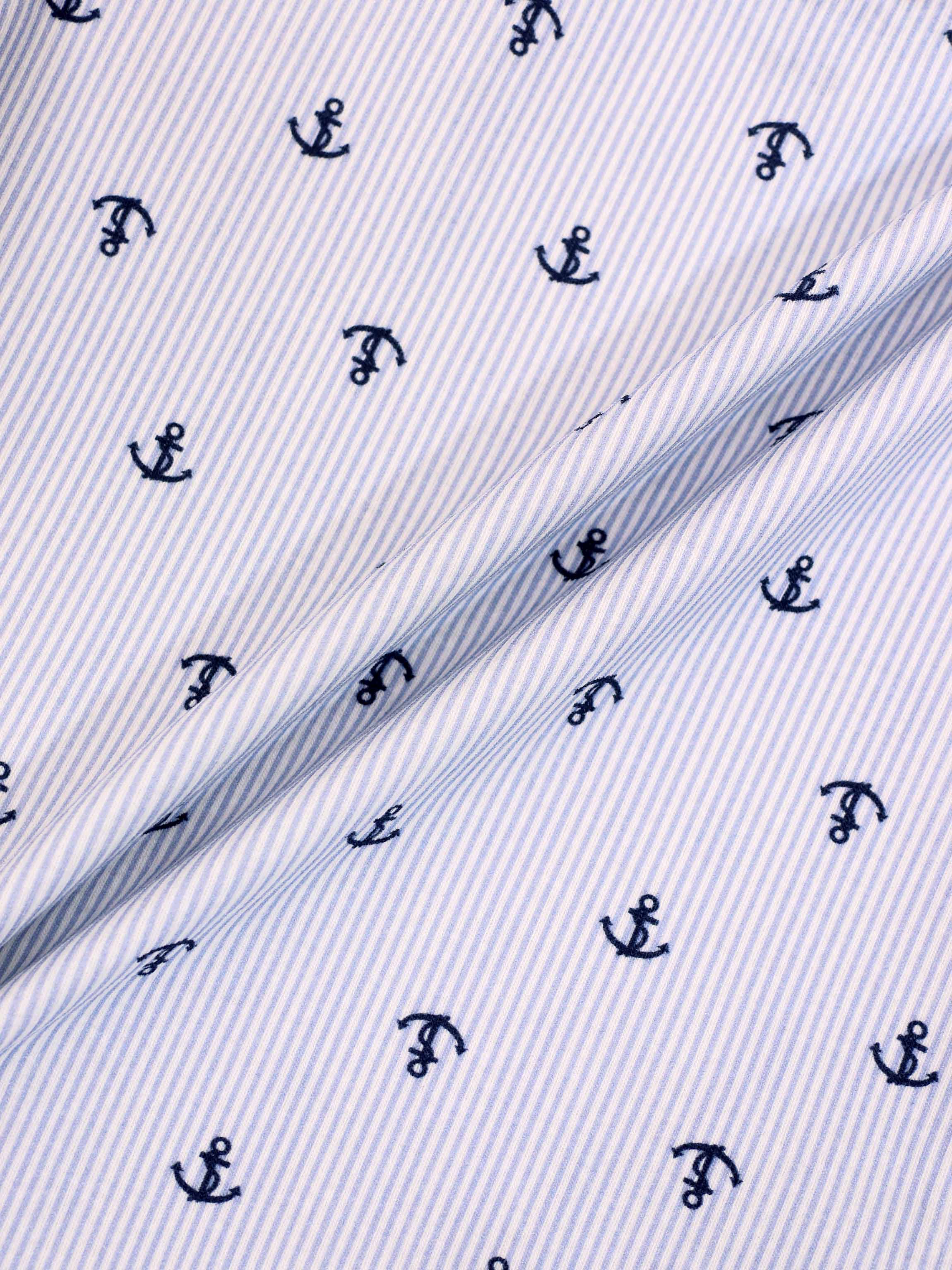 Anchor Set - Blue; Adee little boys apparel in light blue and white stripes with navy anchors.