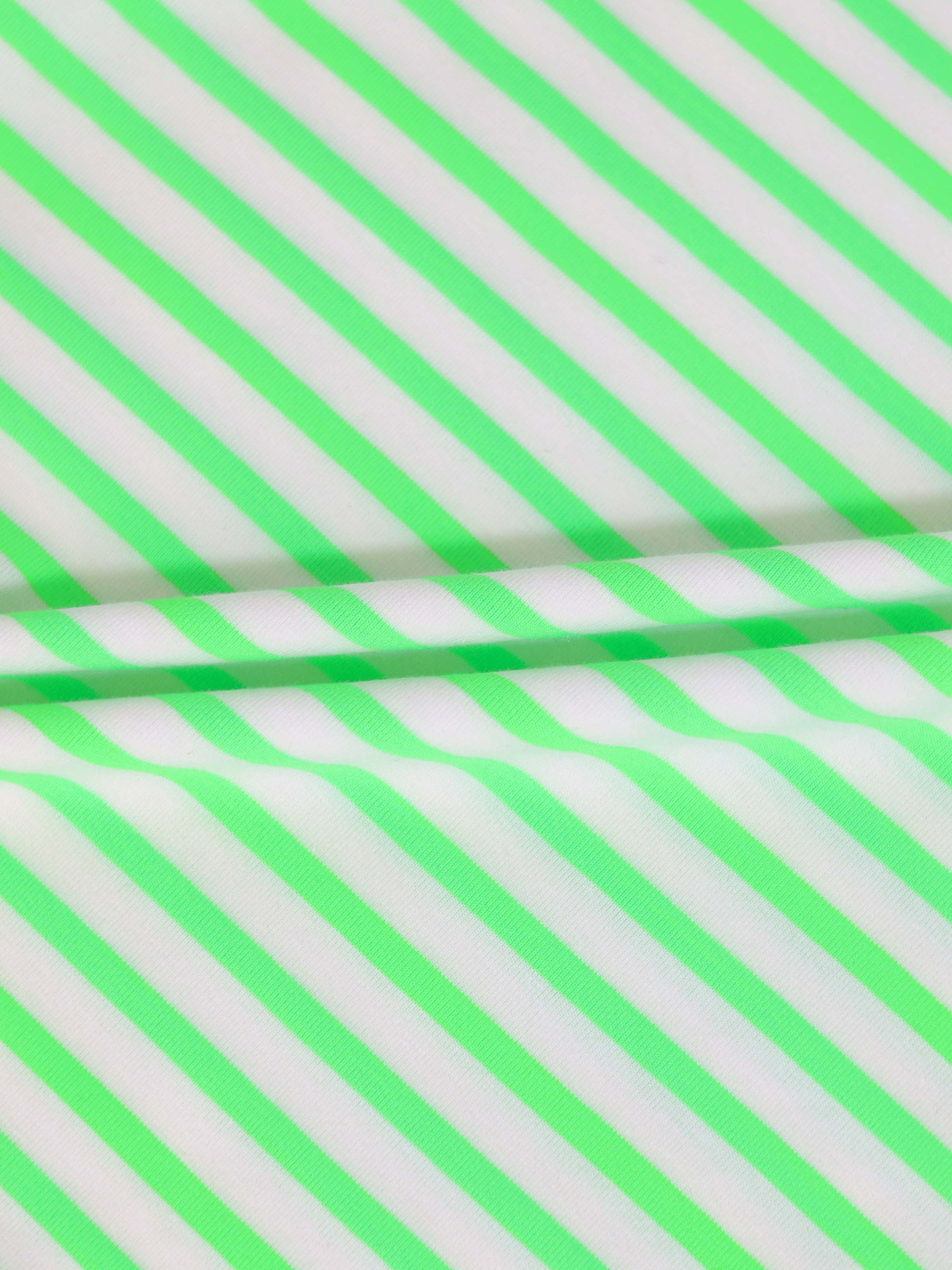 Neon Green Striped Boxy T-shirt - Short Sleeve