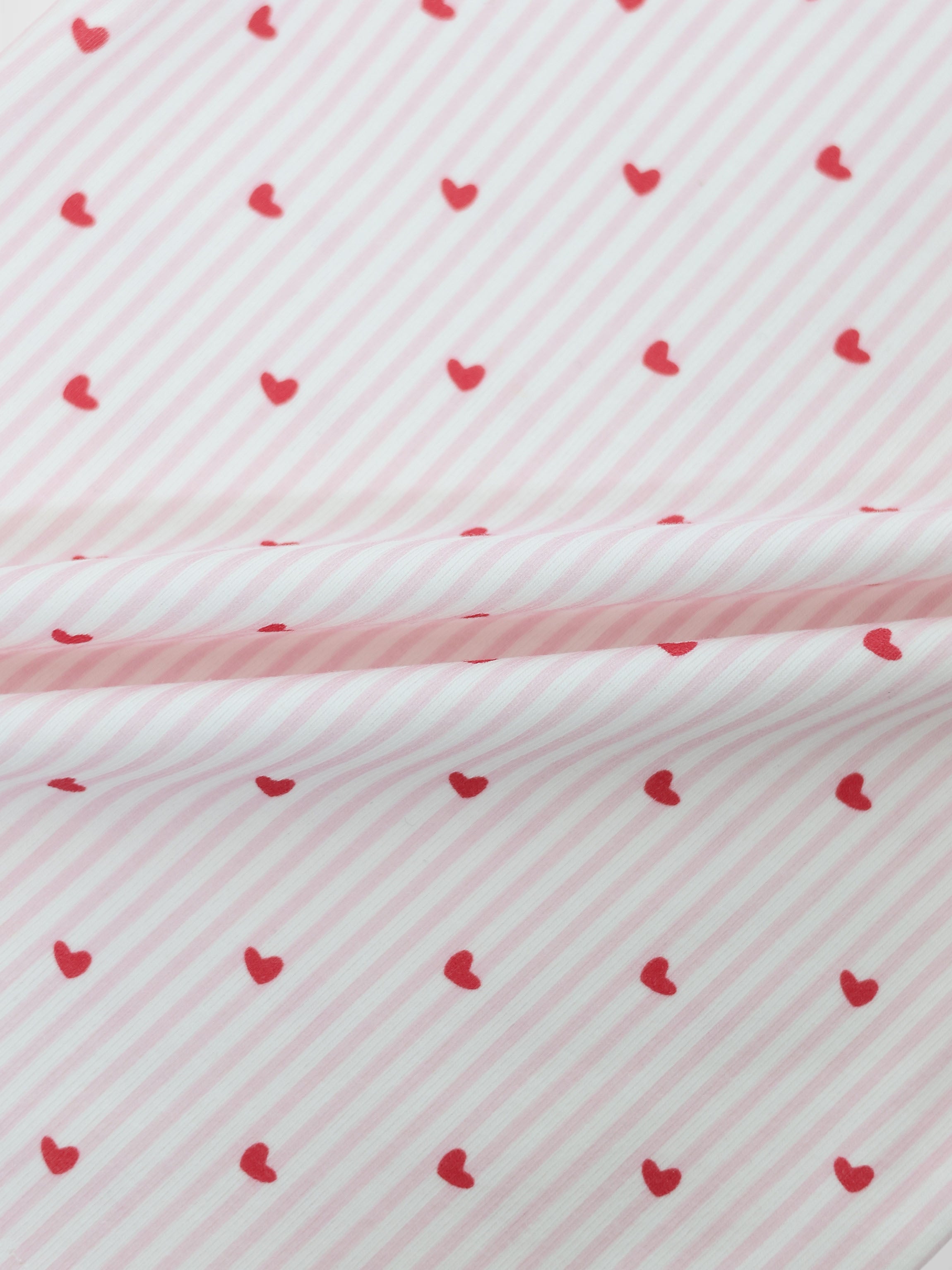 Pink Heart Nightgown for girls by Adee; pink diagonal stripes with red hearts