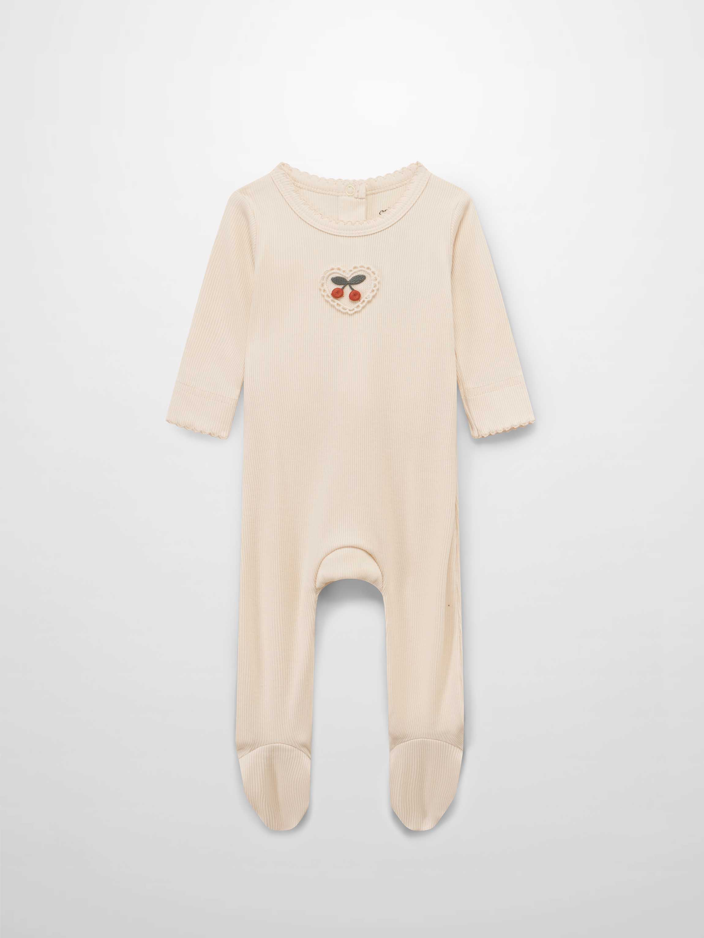 baby jumpsuit with footies with cherry icon for girls