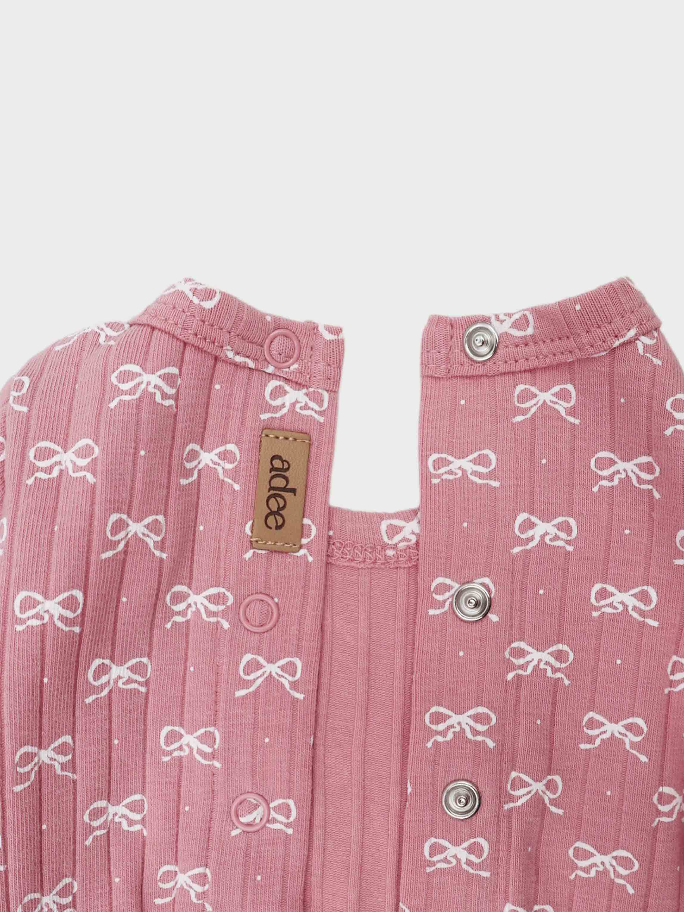 Baby soft pink bow jumpsuit hat