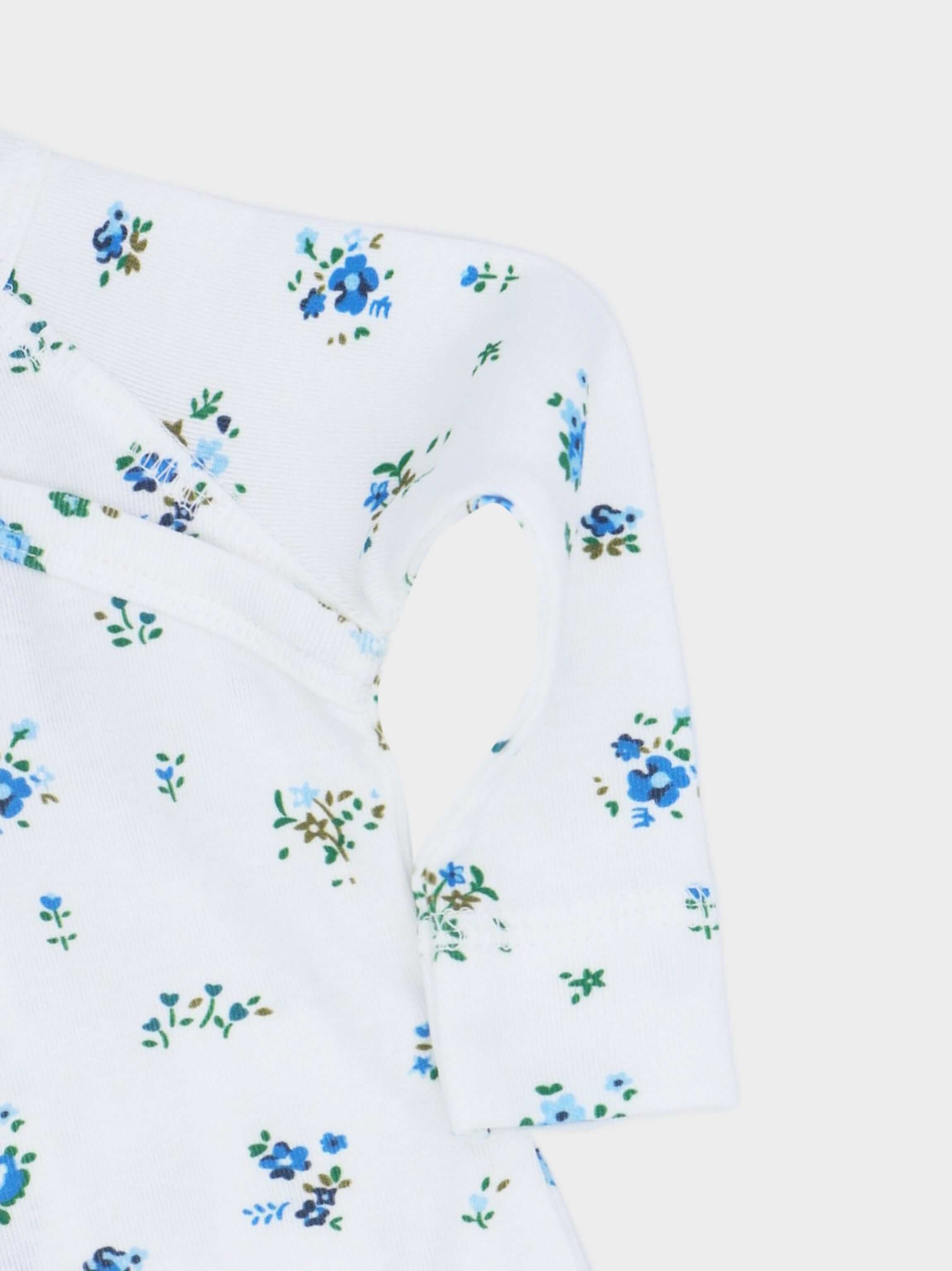 Baby jumpsuit with blue floral design