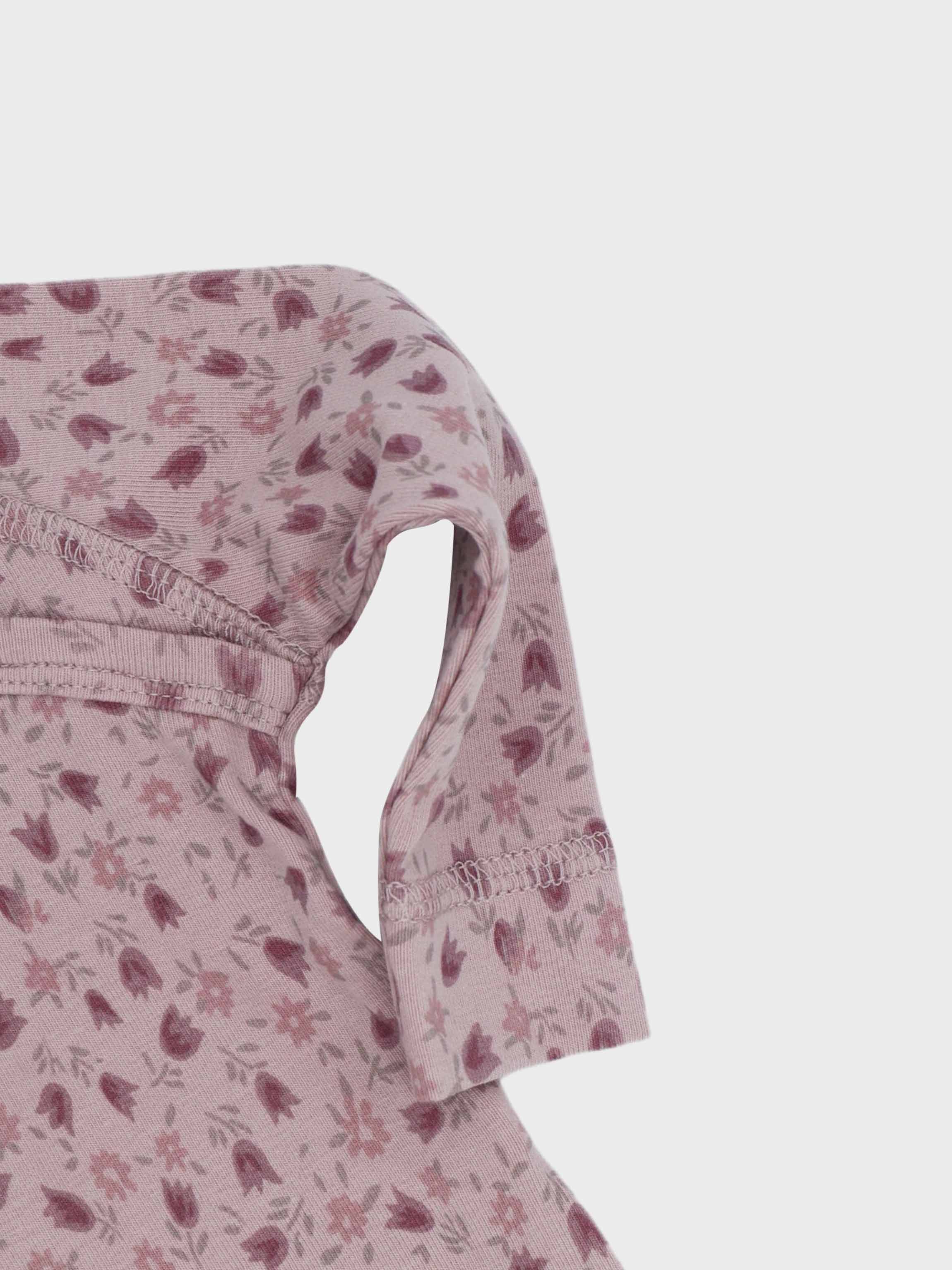 Baby girl jumpsuit with pink tulip print