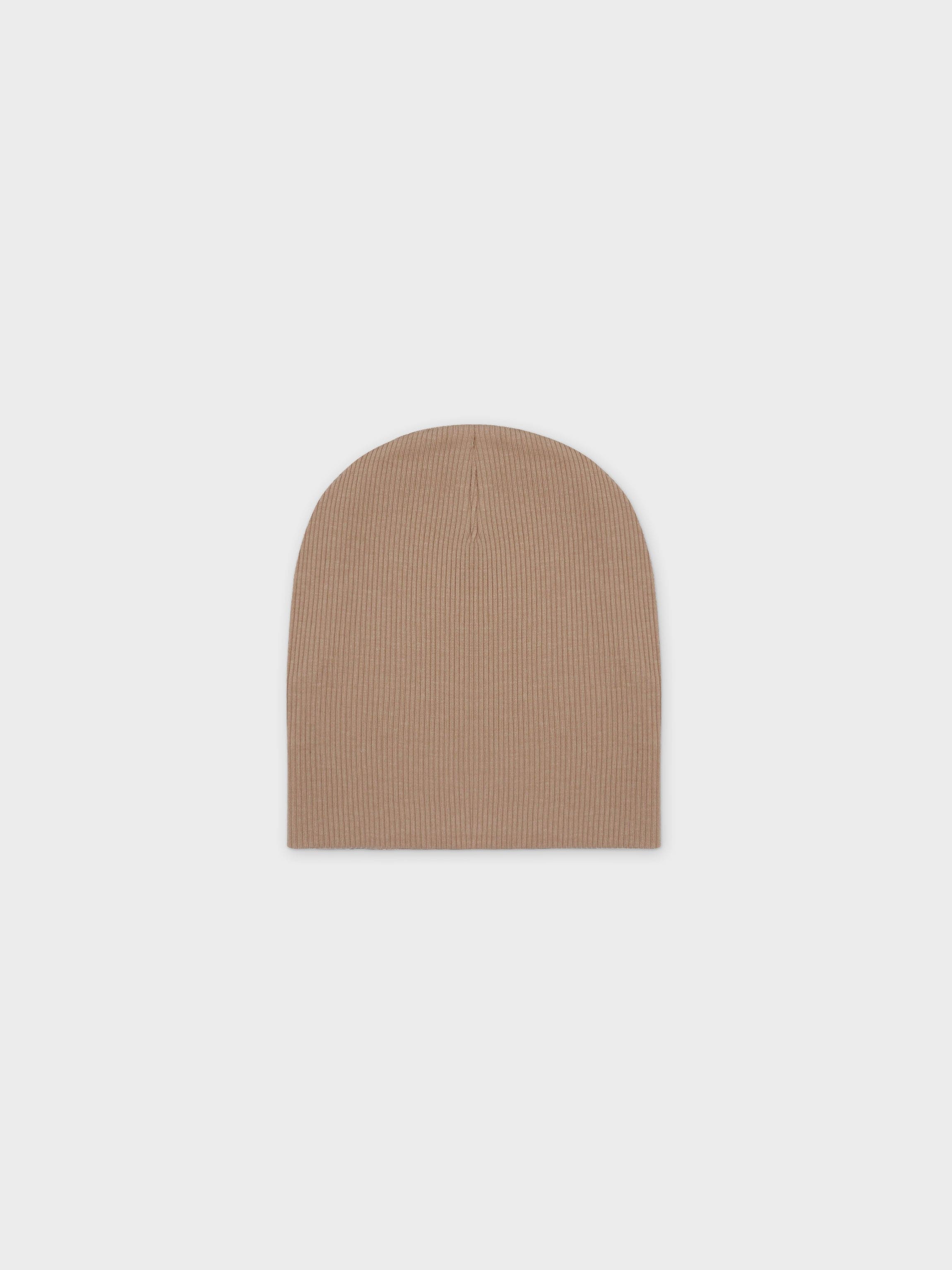 Thin Ribbed Beanie-Beige