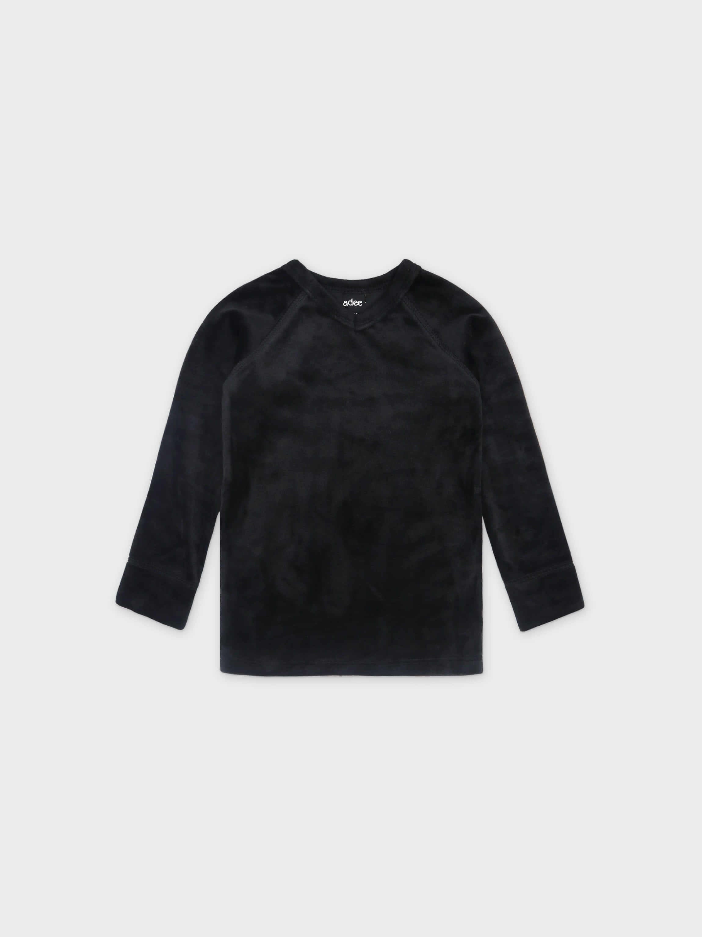 Black velour kids pajamas top