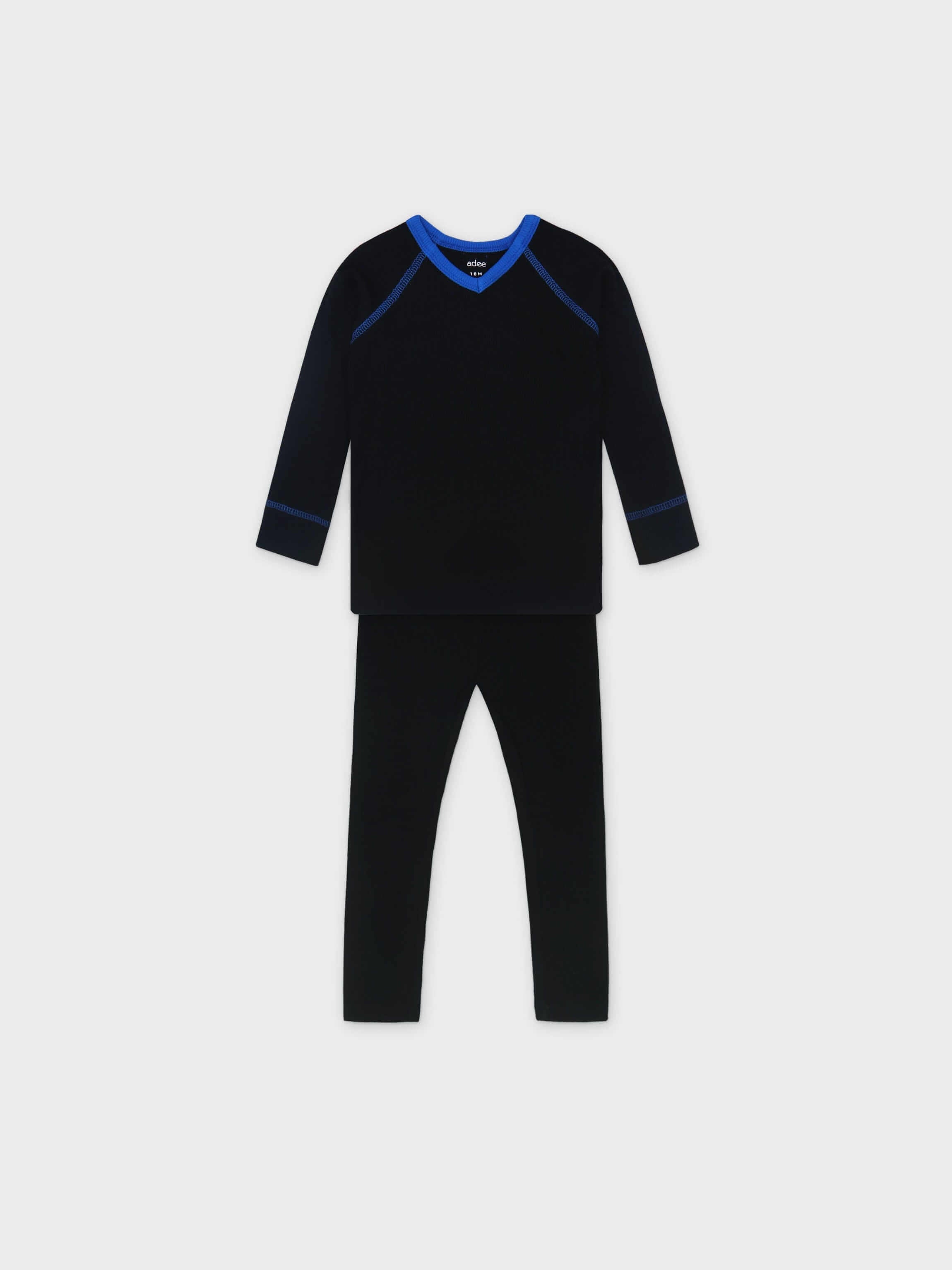 Blue V-neck pajamas for boys