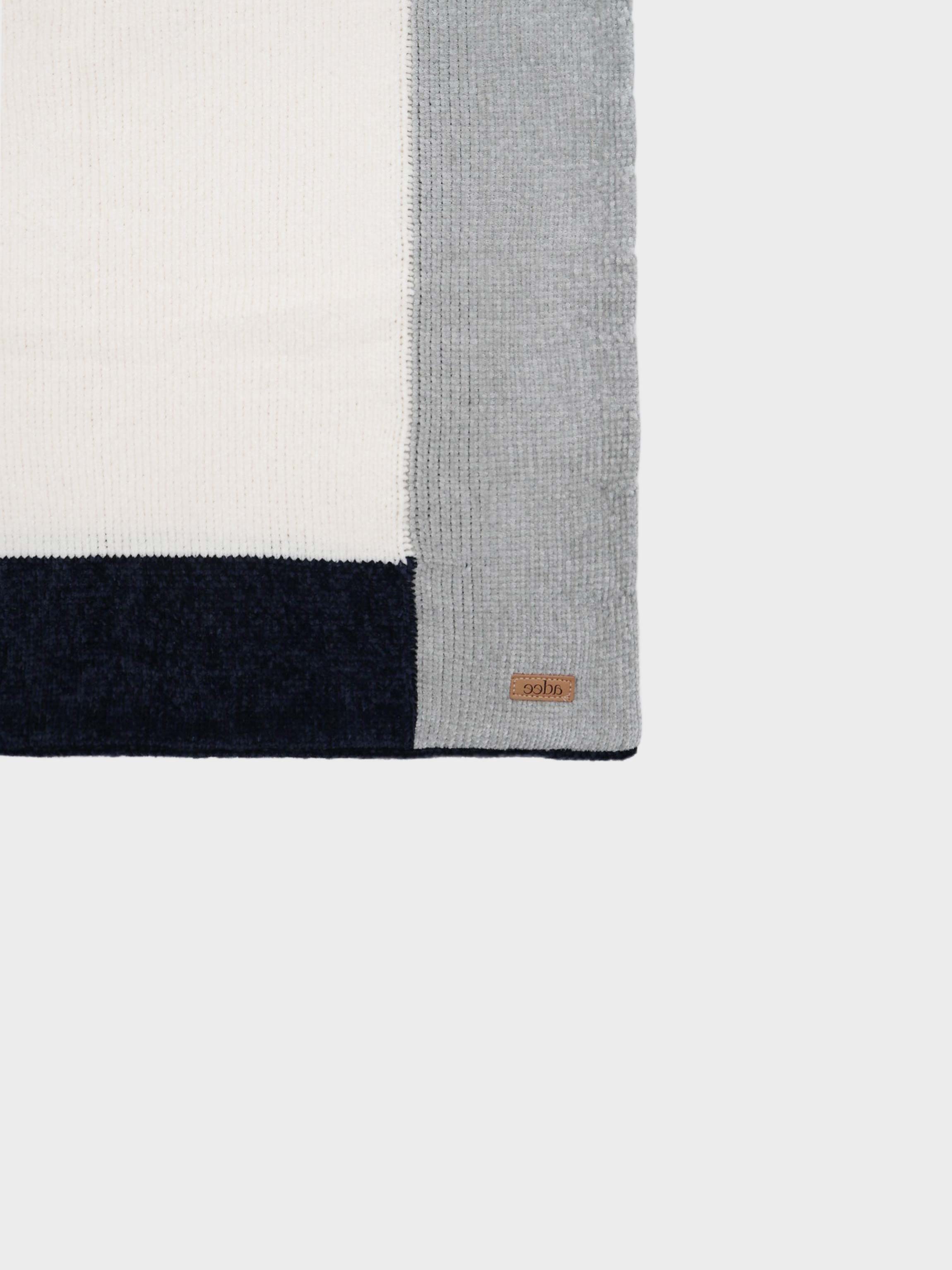 super soft navy blanket with grey and off-white border baby comfort