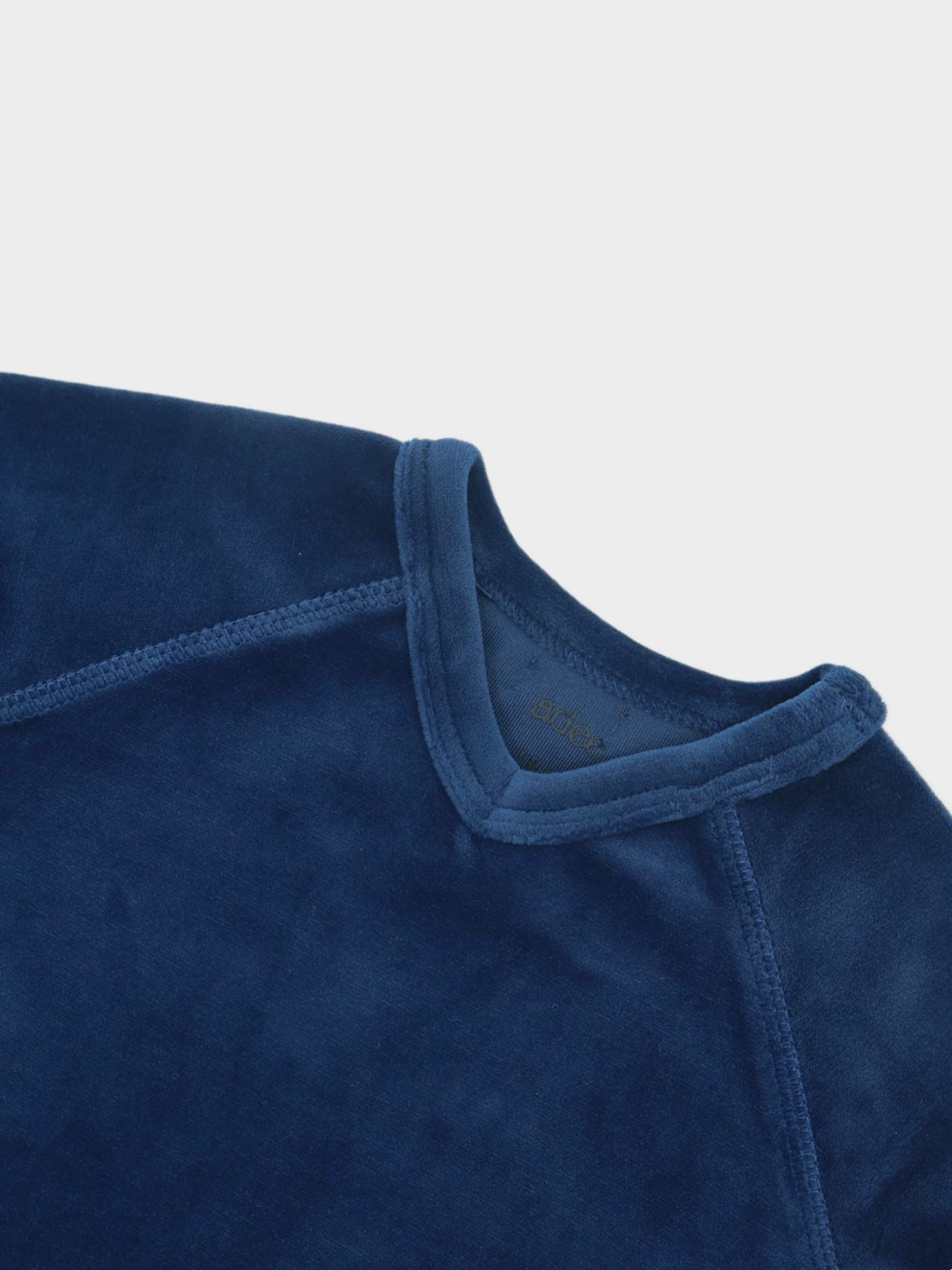 Soft blue velour pajamas collar