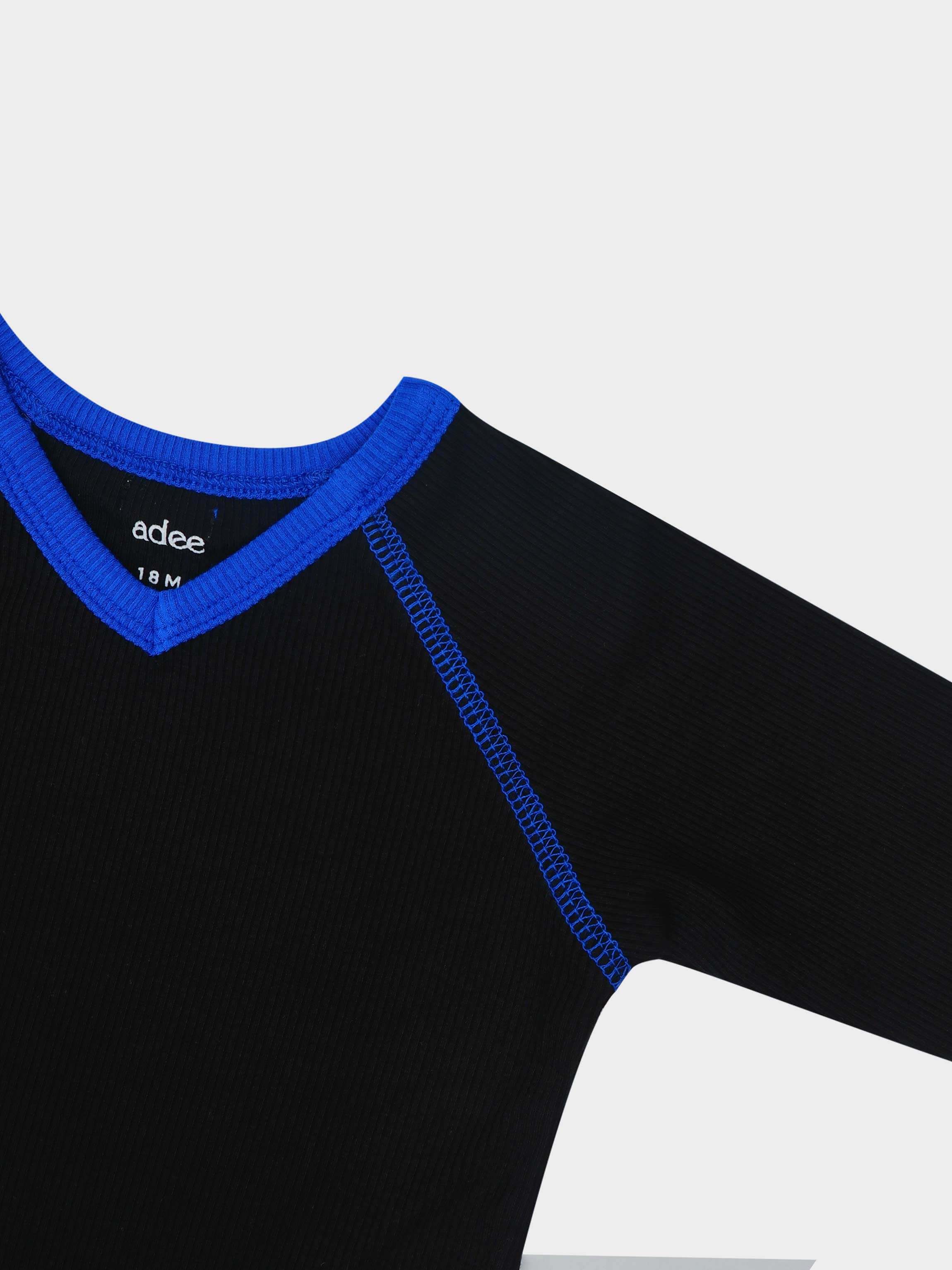 V-neck blue stitching boys&