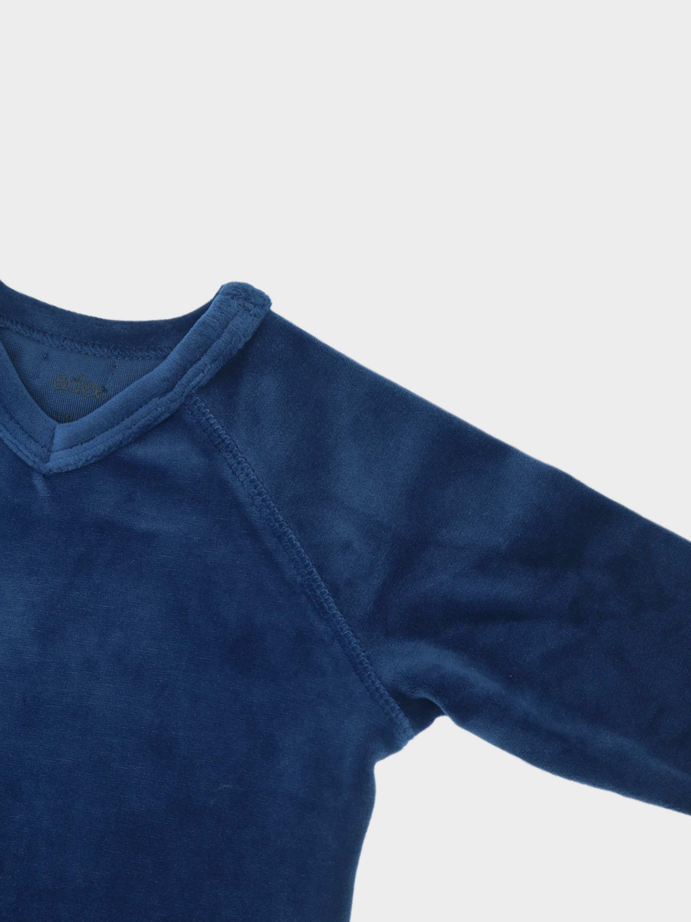 Blue velour pajamas for boys.