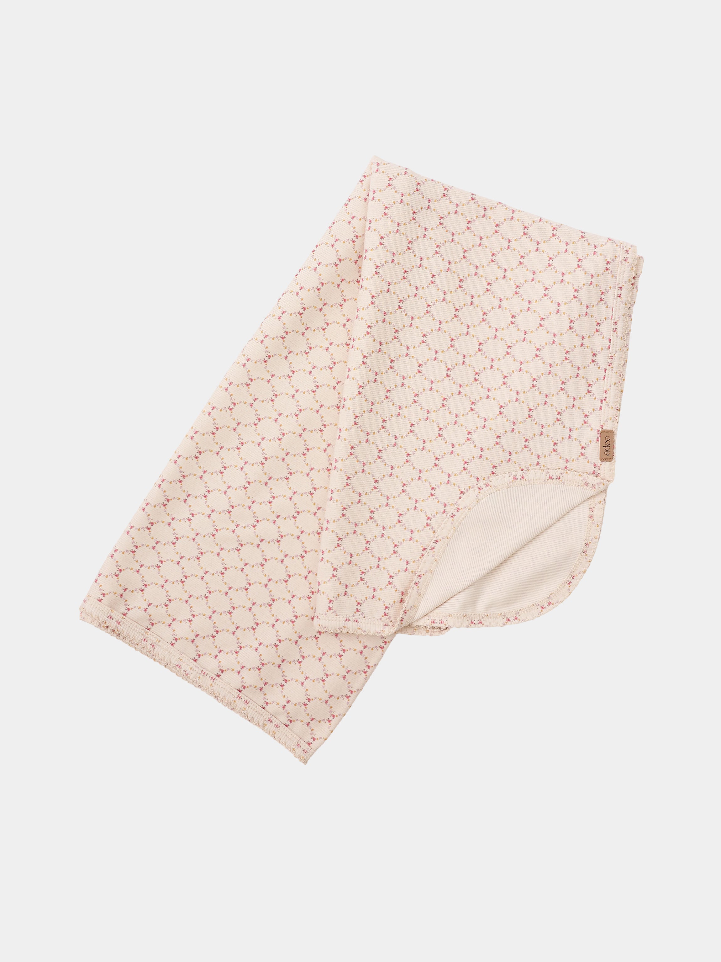 Floral Garland Blanket by Adee; pale pink girls swaddle blanket with tiny flower garland pattern