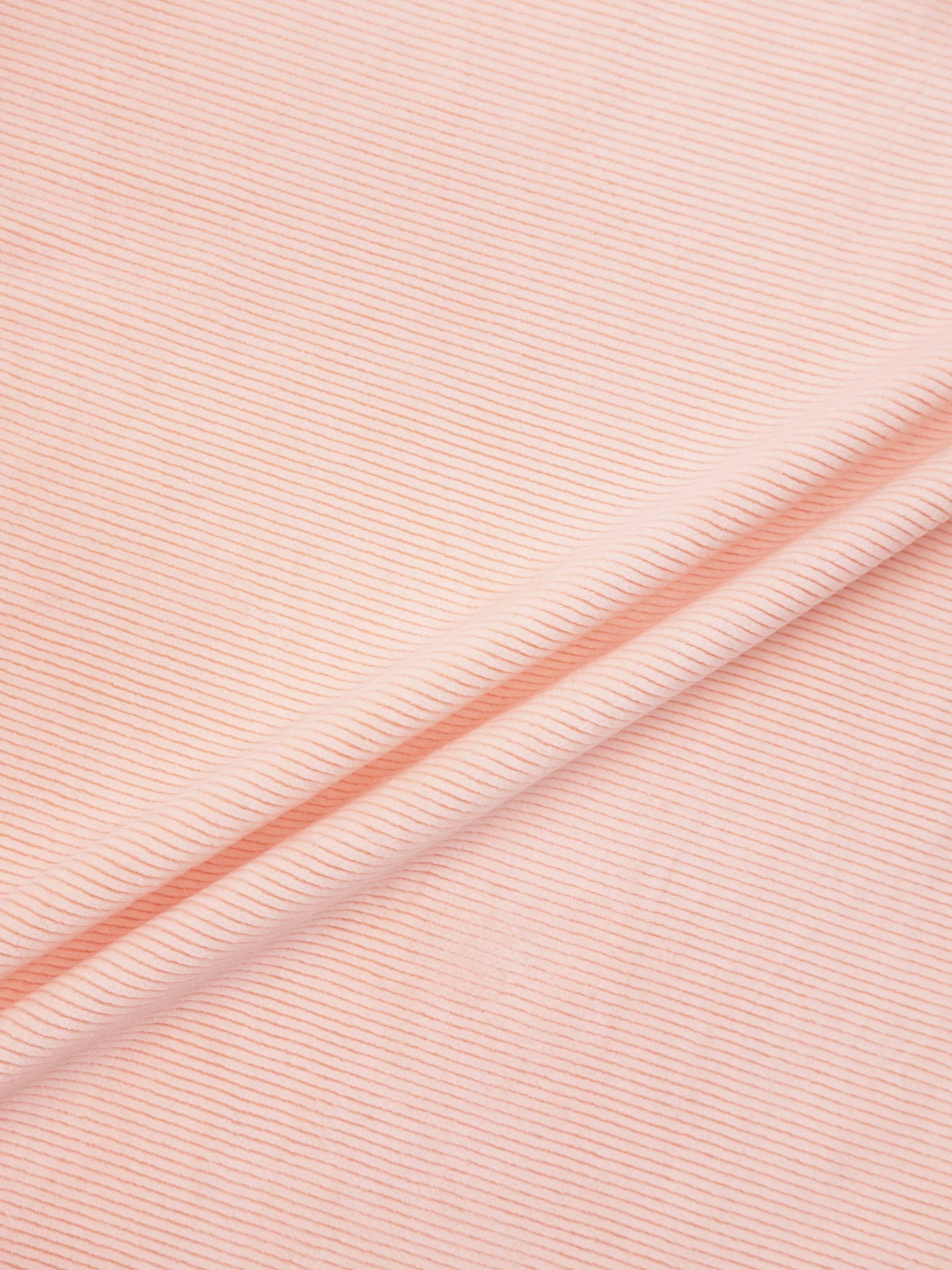 Embroidered Cherry Blanket swaddle for girls by Adee; soft pink fabric with thin stripes.
