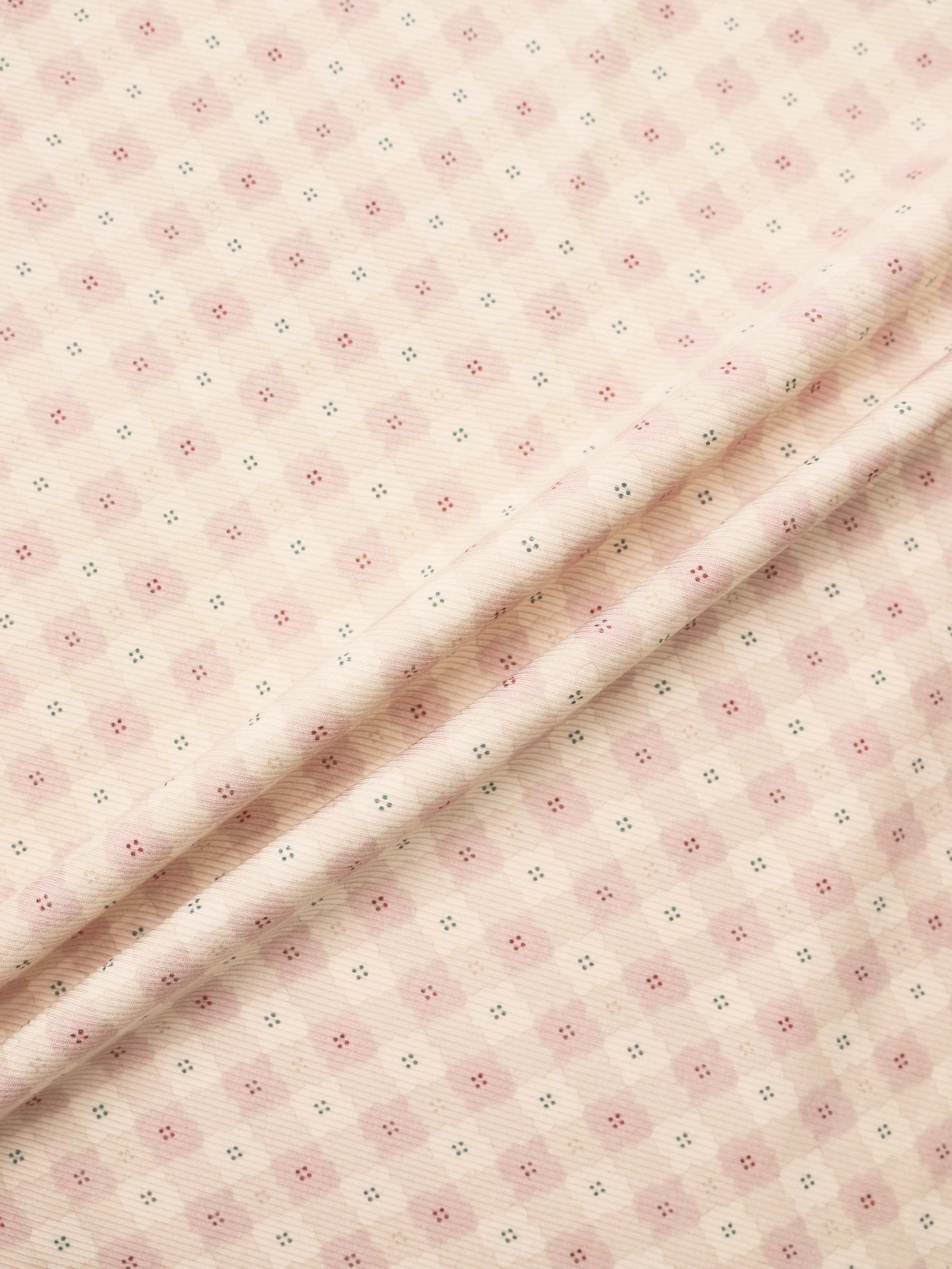 Little Button Blanket Pink by Adee; girls swaddle blanket with tiny red and teal dot pattern