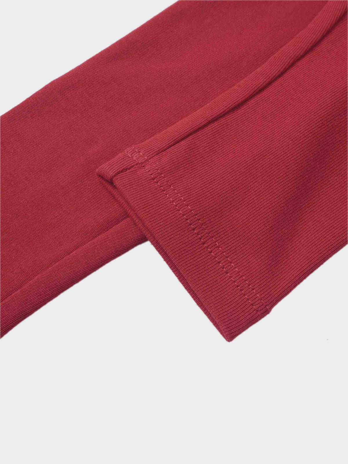 Non Ribbed Leggings - Red, Adee unisex bottoms with visible cuff stitching