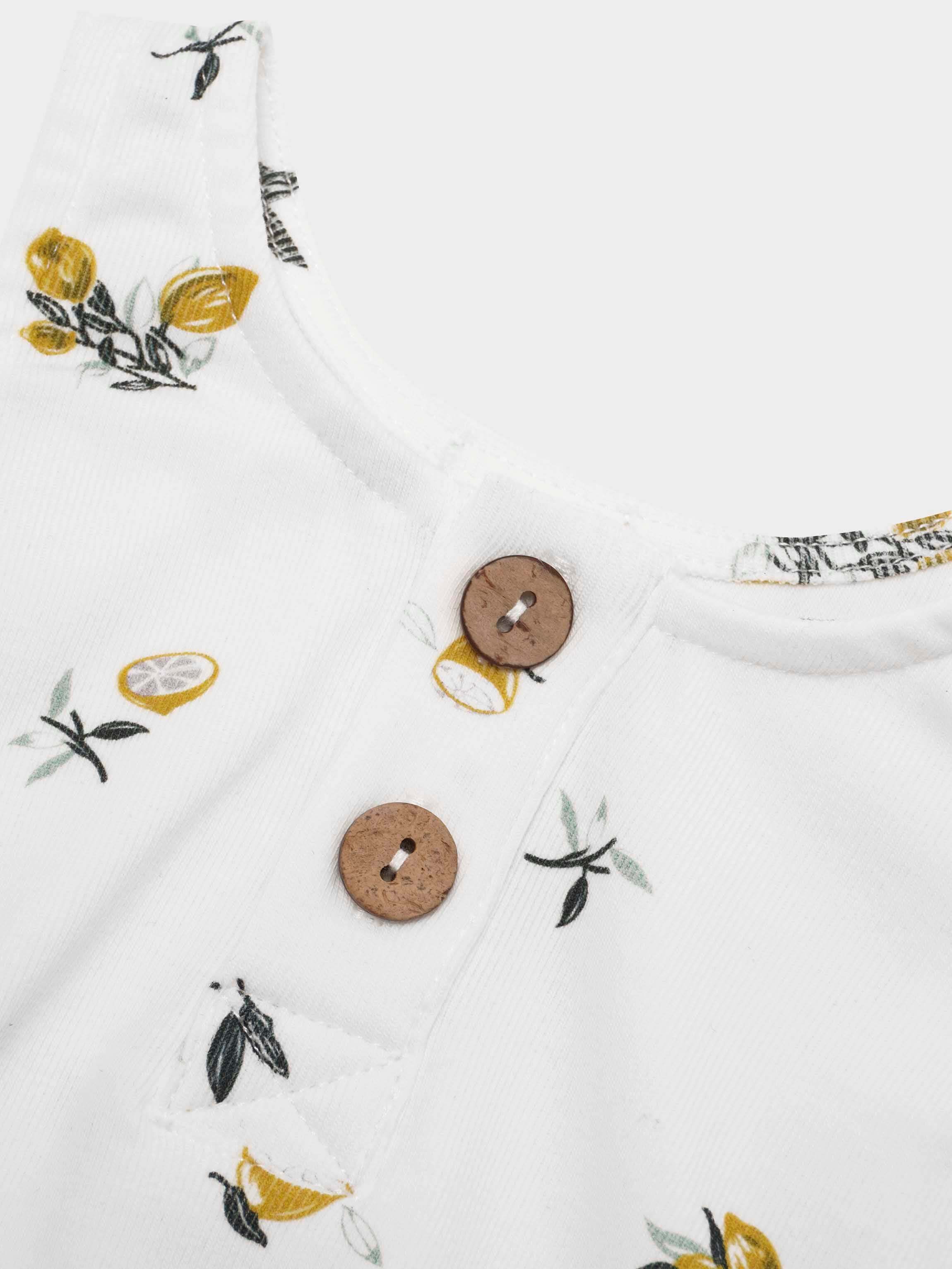 Lemon print baby romper two buttons