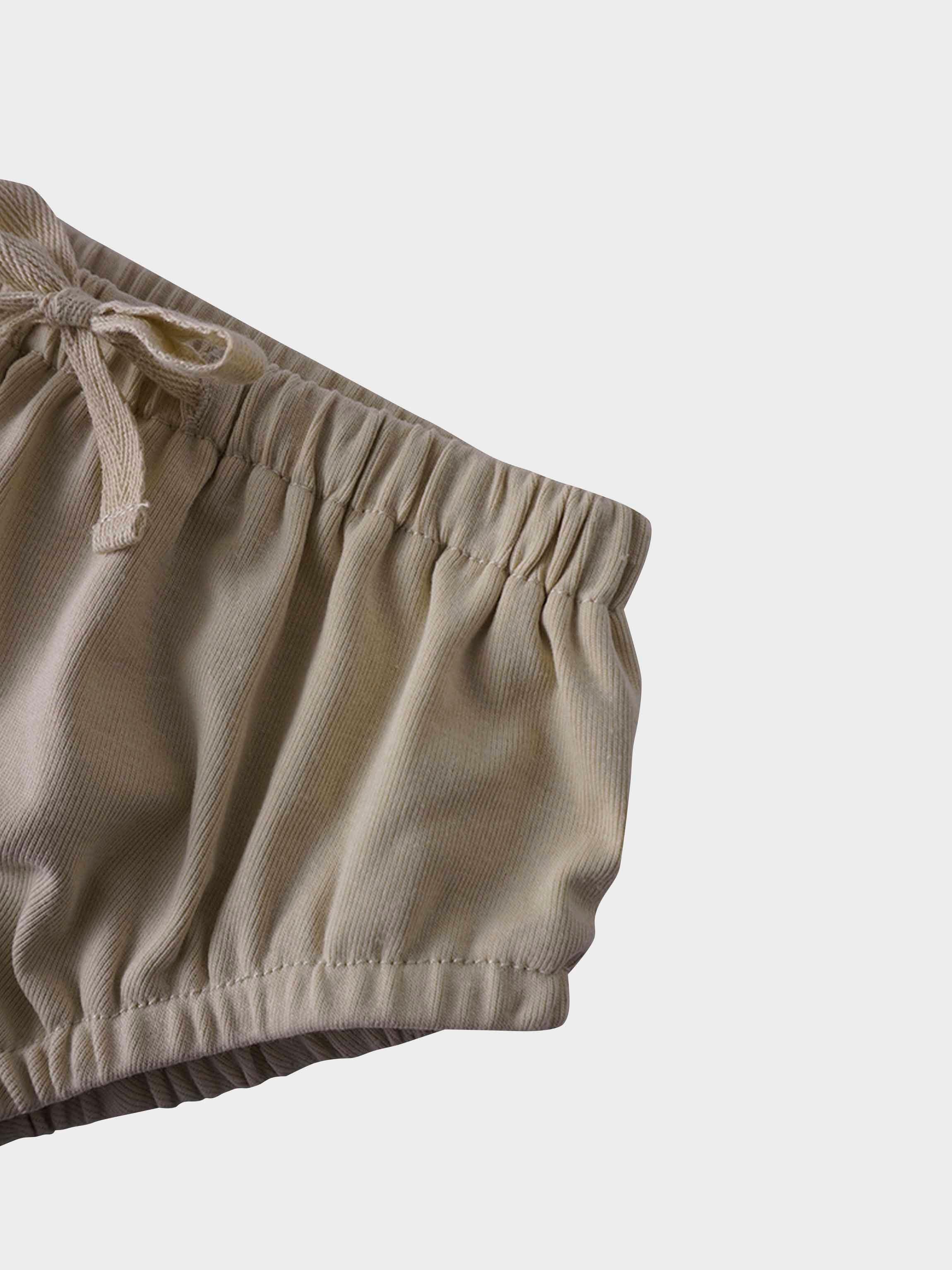 Light tan drawstring baby bloomers