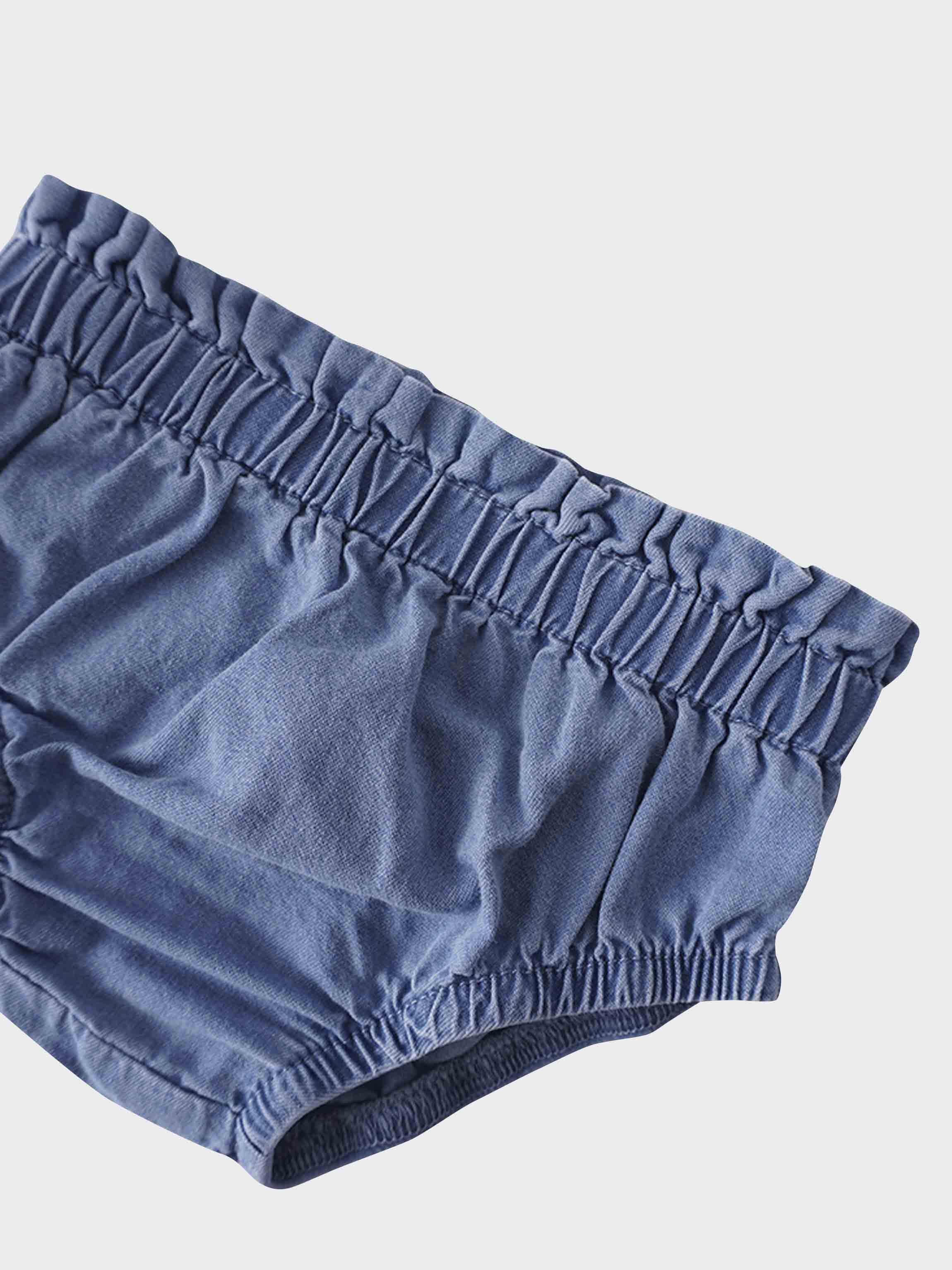Paper Bag Waist Bloomers-Light Denim