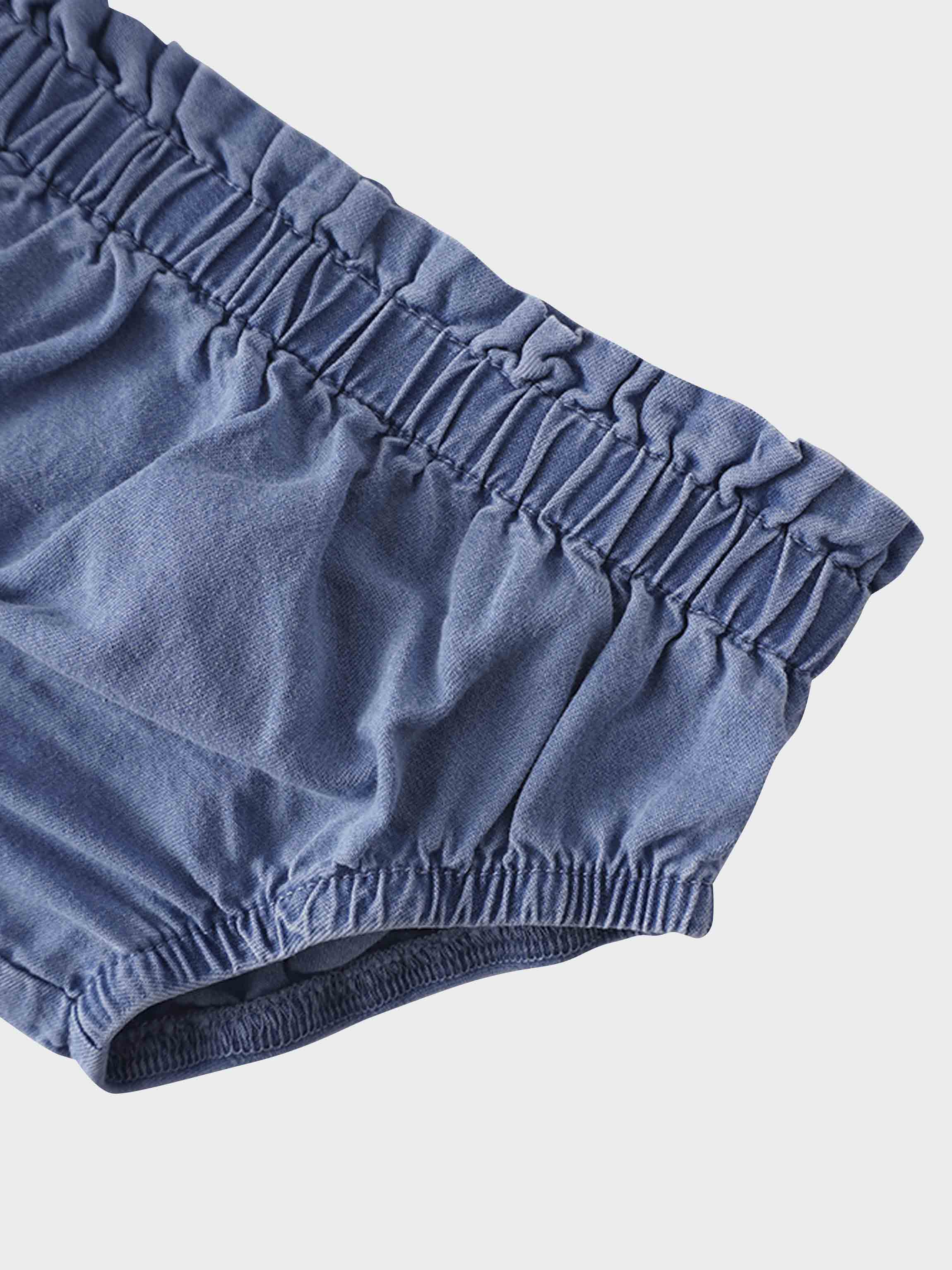 Paper Bag Waist Bloomers-Light Denim