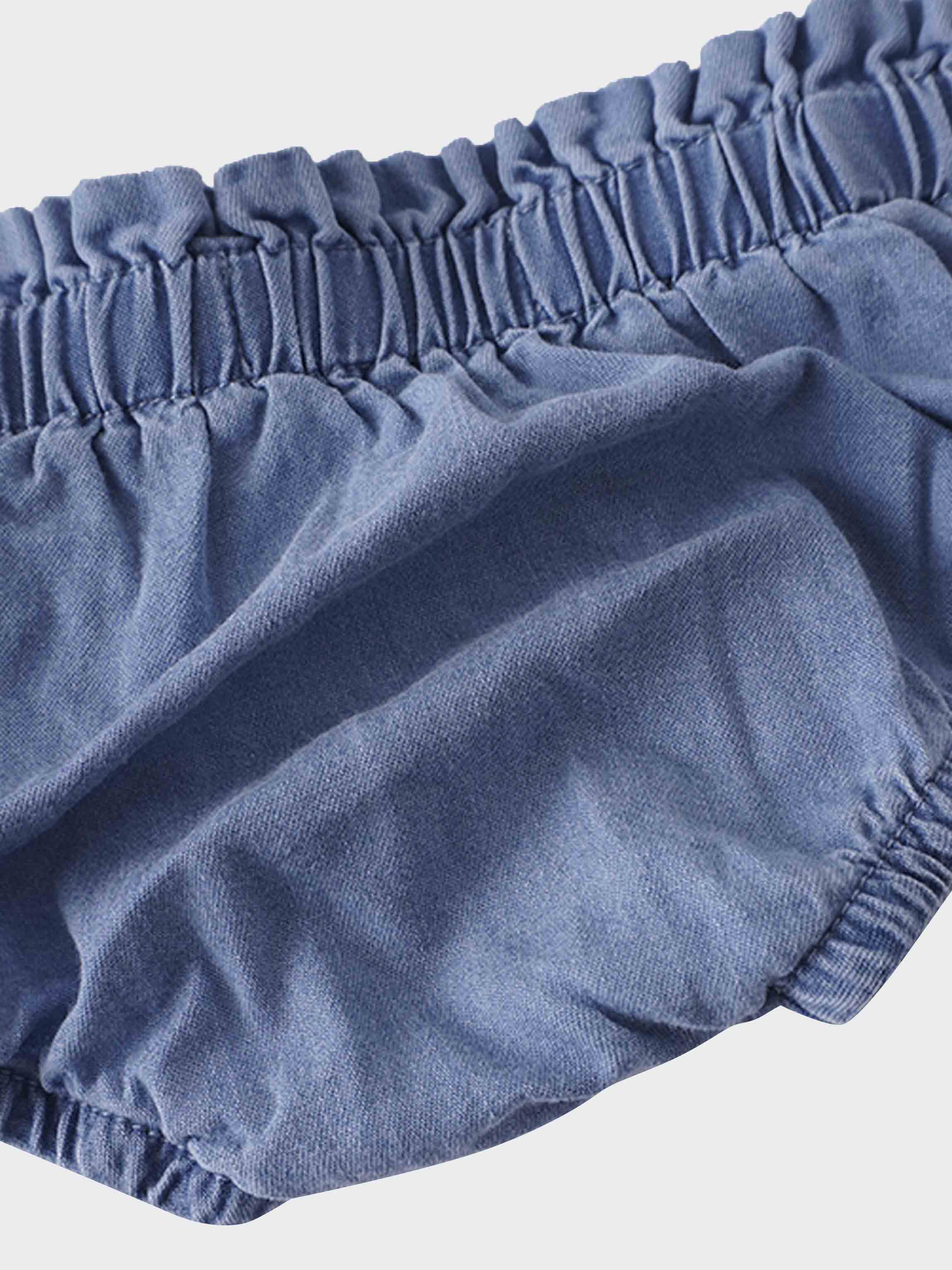 Paper Bag Waist Bloomers-Light Denim