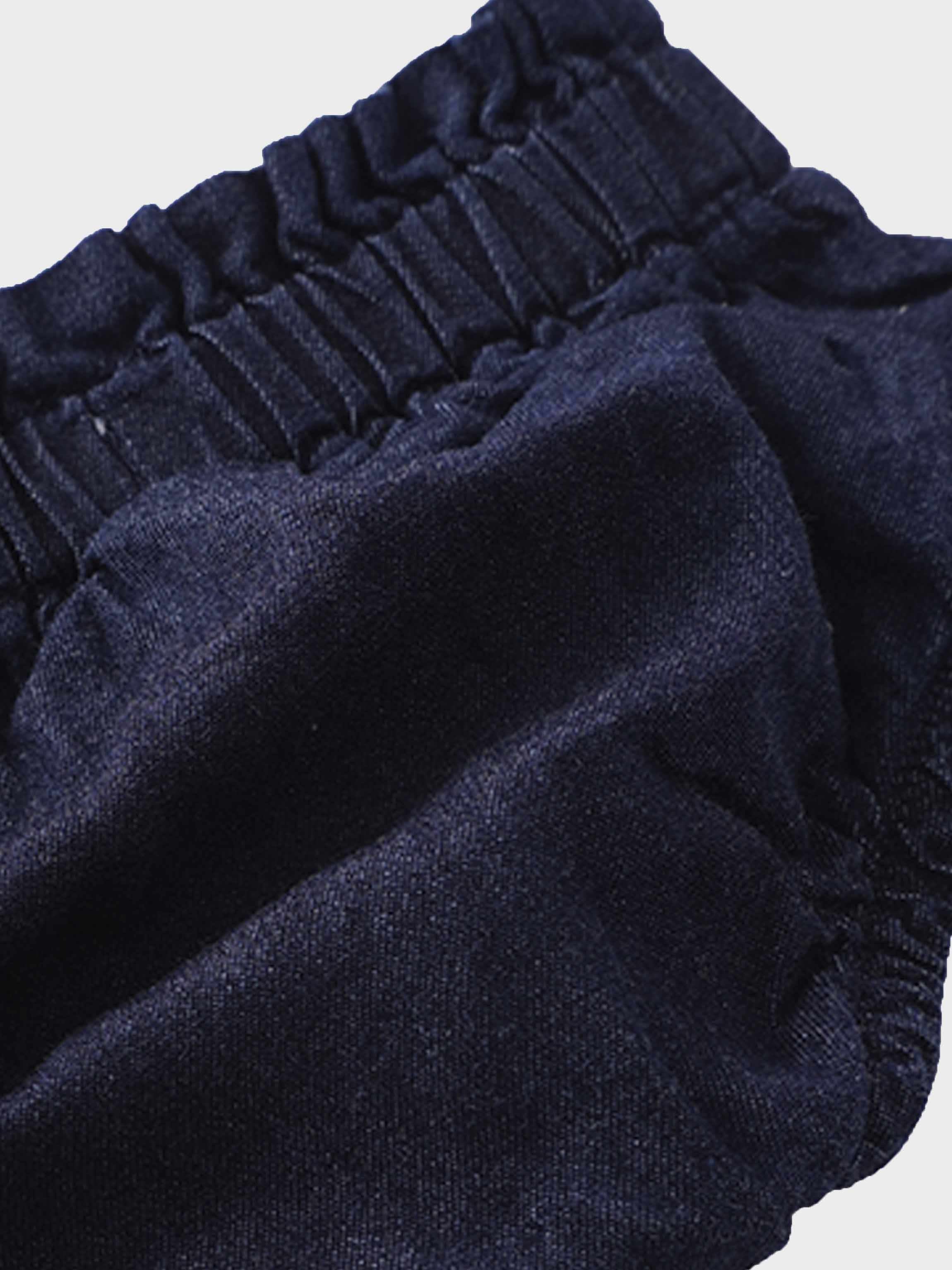 Dark denim baby bloomers close-up