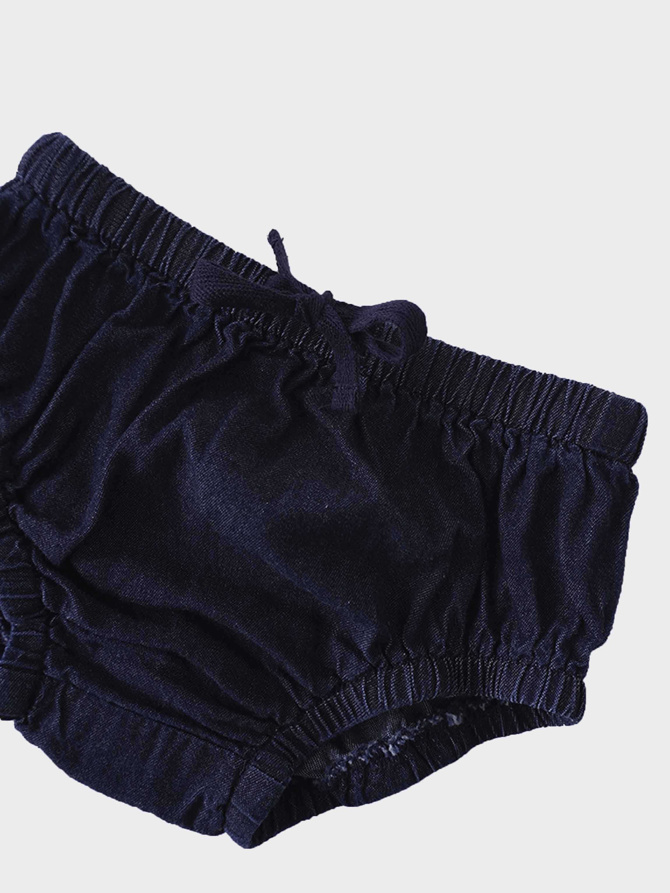 Dark denim drawstring bloomers for boys