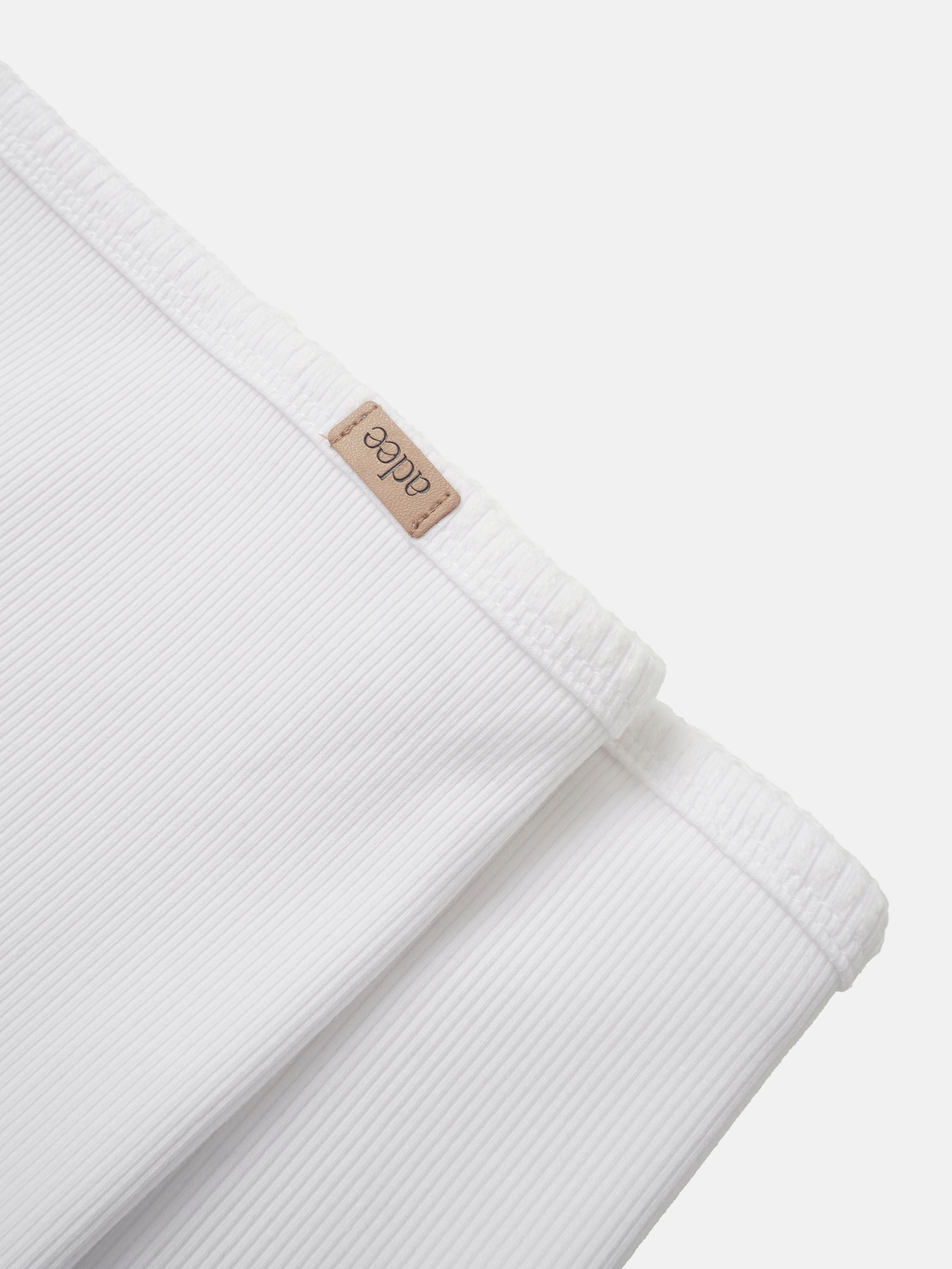 Legacy Stitch Blanket white swaddle by Adee, unisex ribbed cotton with leather tag